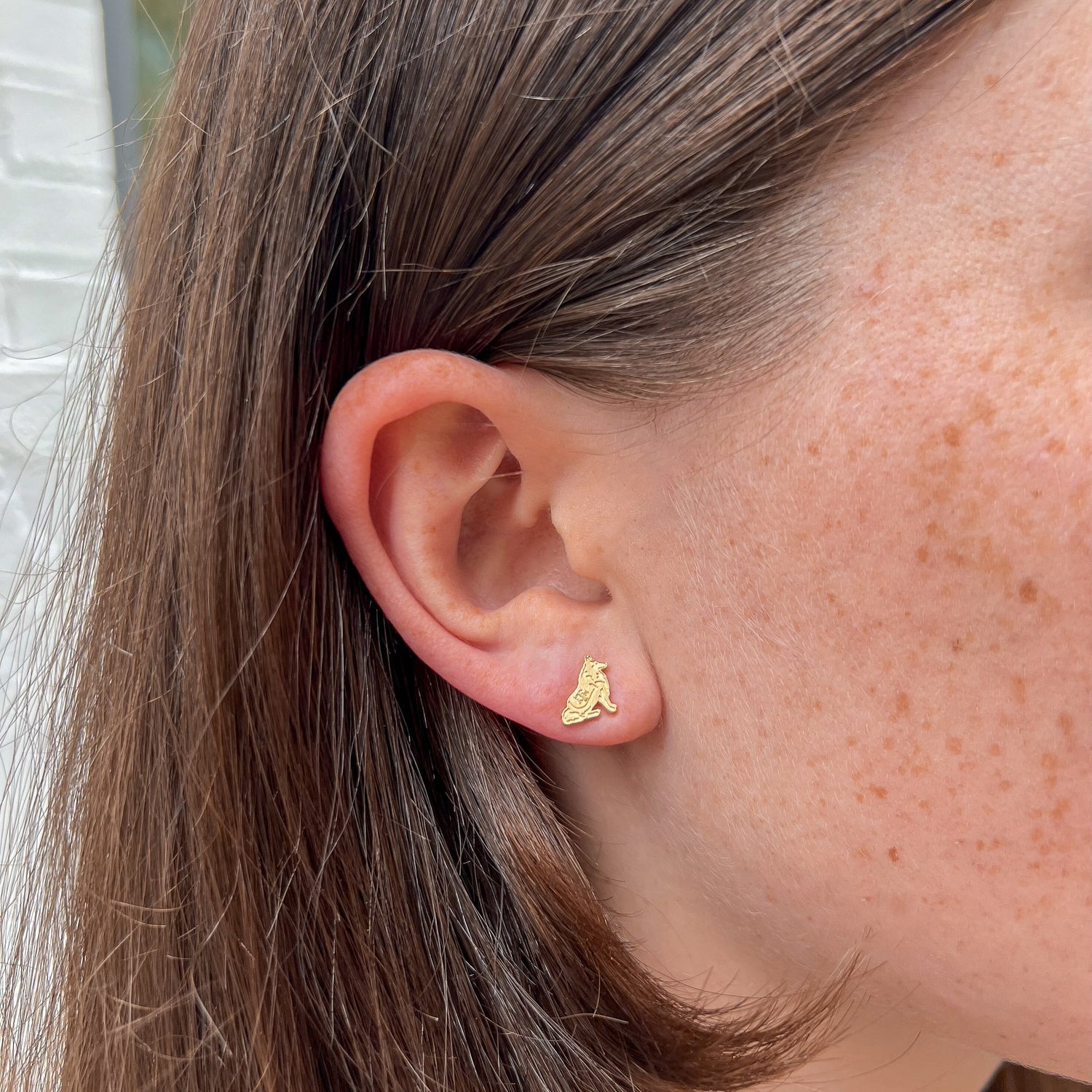 Texas A&M Reveille Stud Earrings -Cavan Gold / 8mm