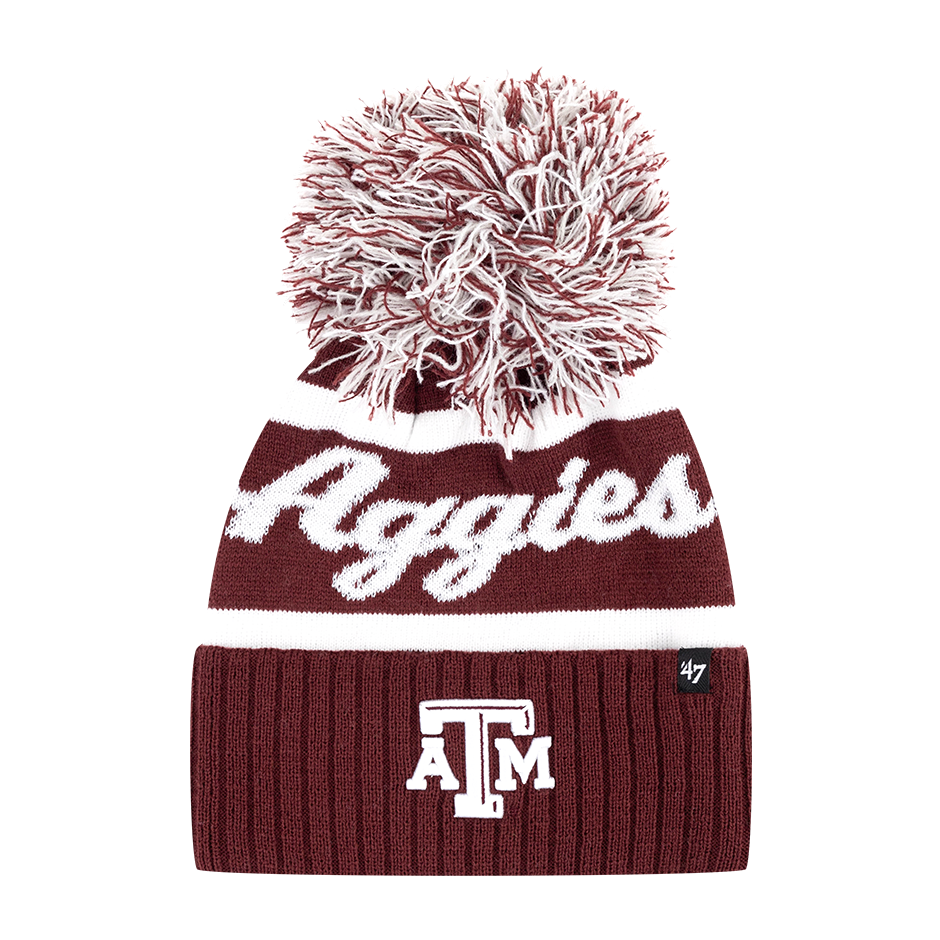 Maroon and White Cuffed Beanie