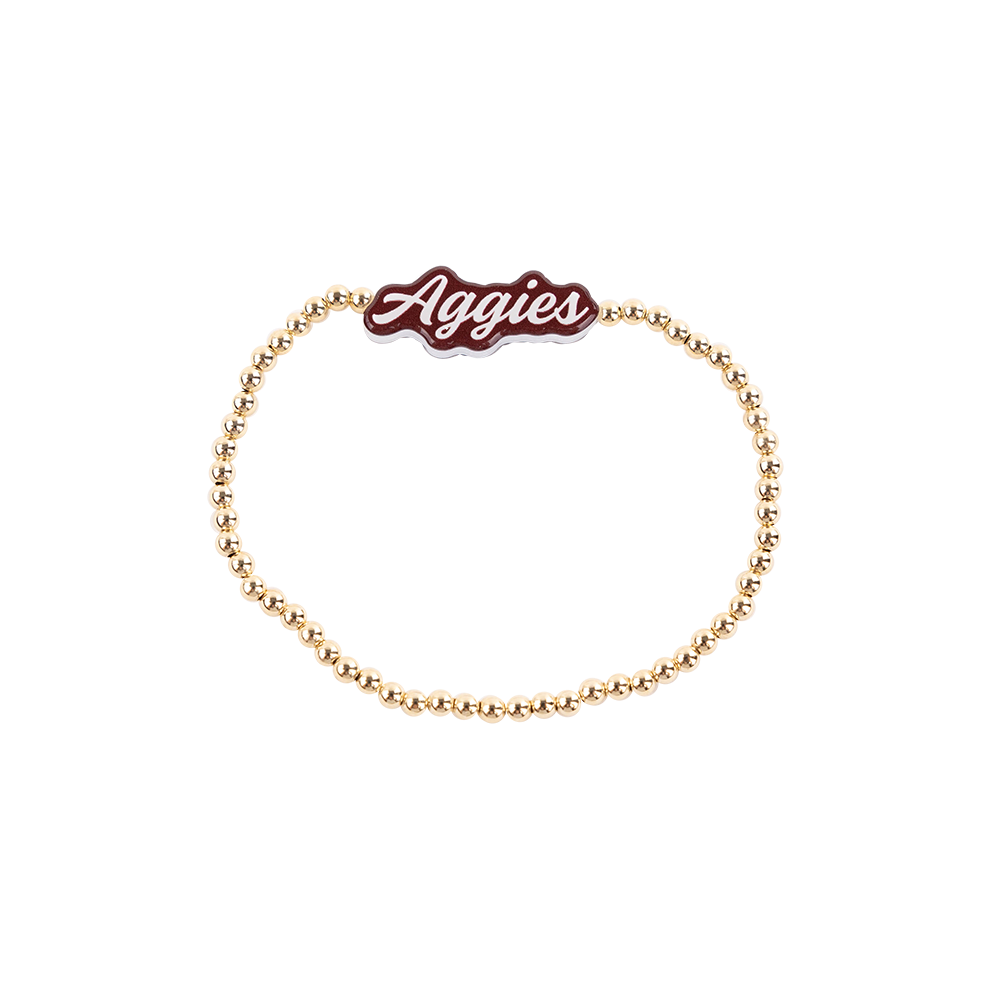 Aggies Beaded Blondes Script Gold Bracelet