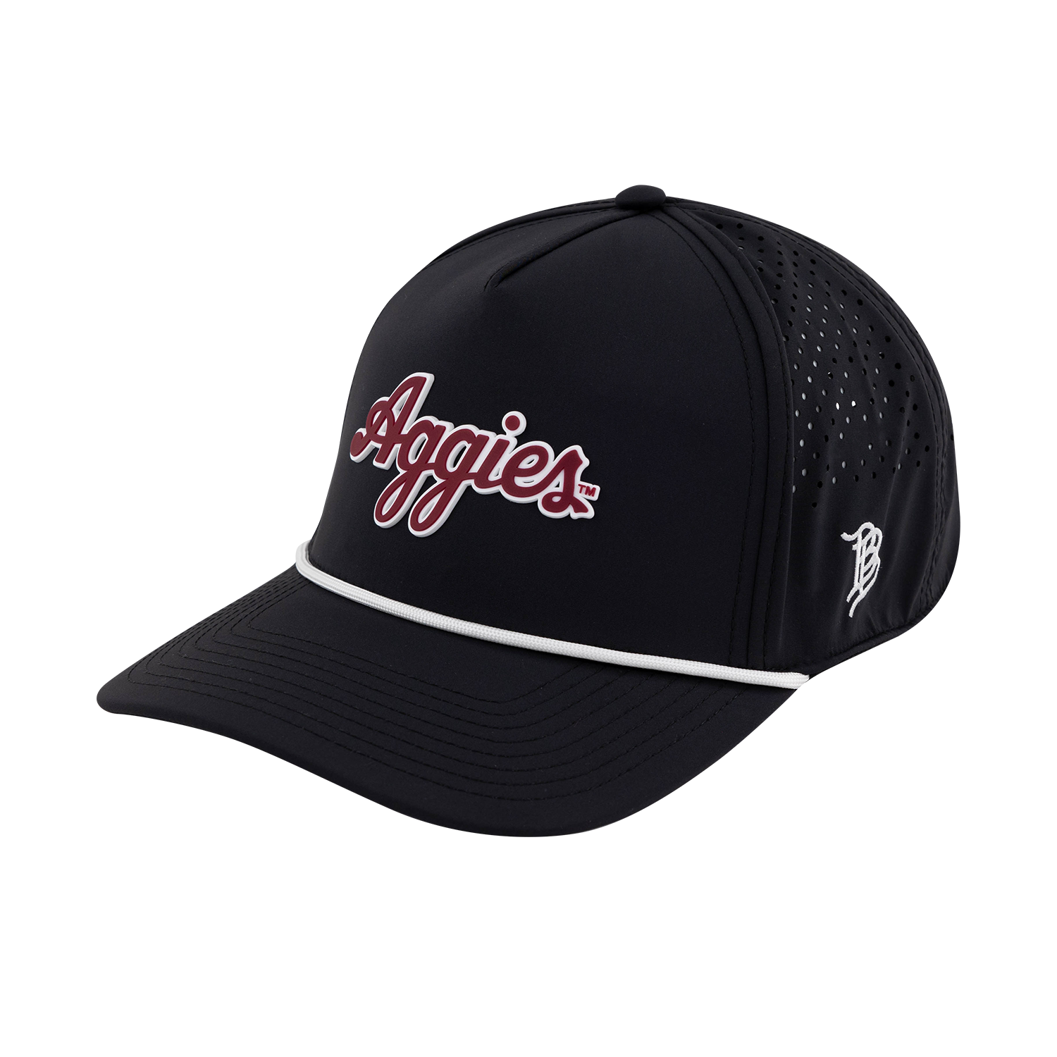 Aggies Branded Bills Script Curved 5 Panel Hat in Black
