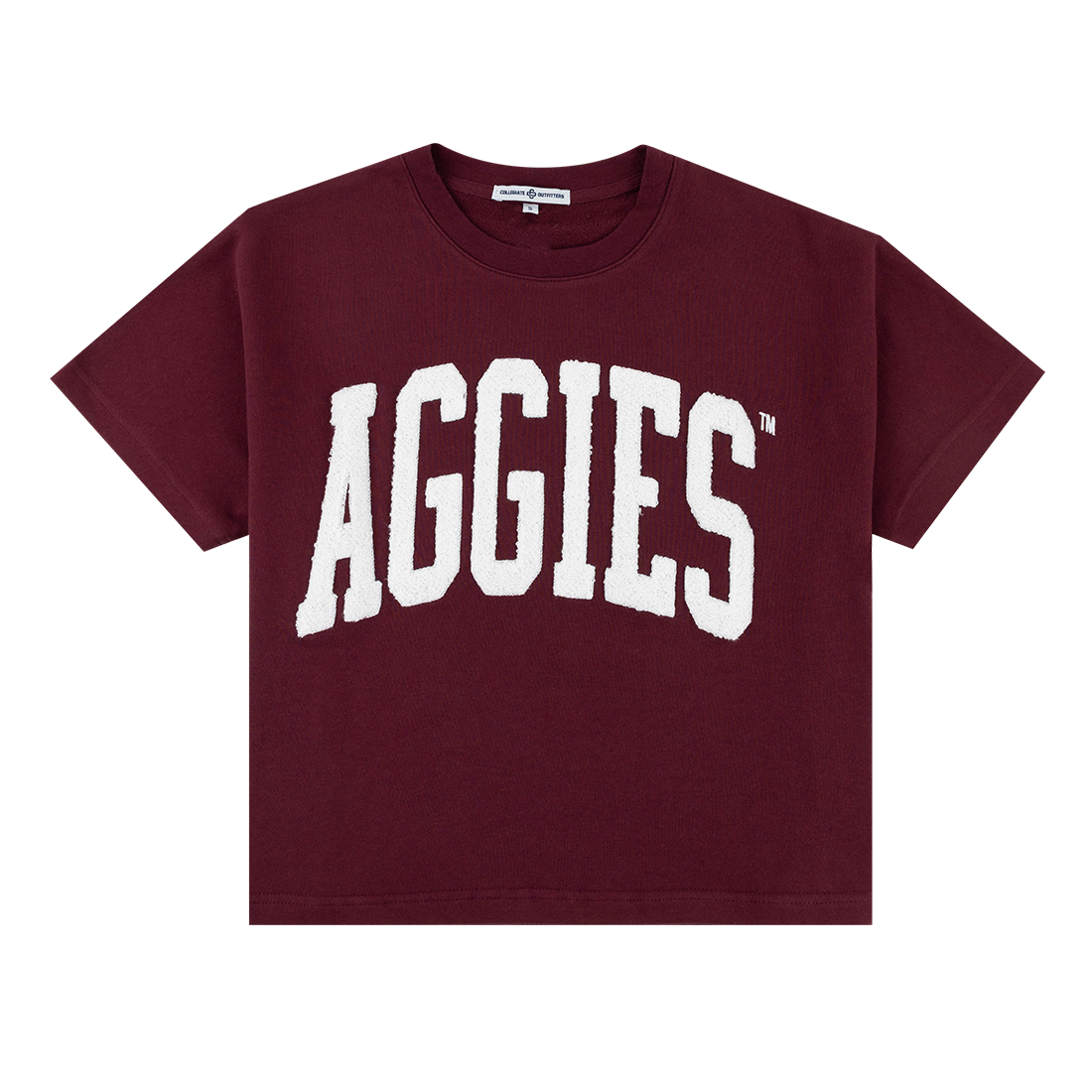 Maroon Tee with White Aggies Chenille
