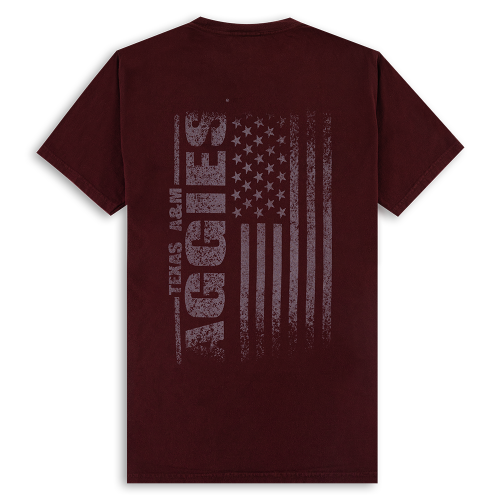 Maroon American Flag T-Shirt