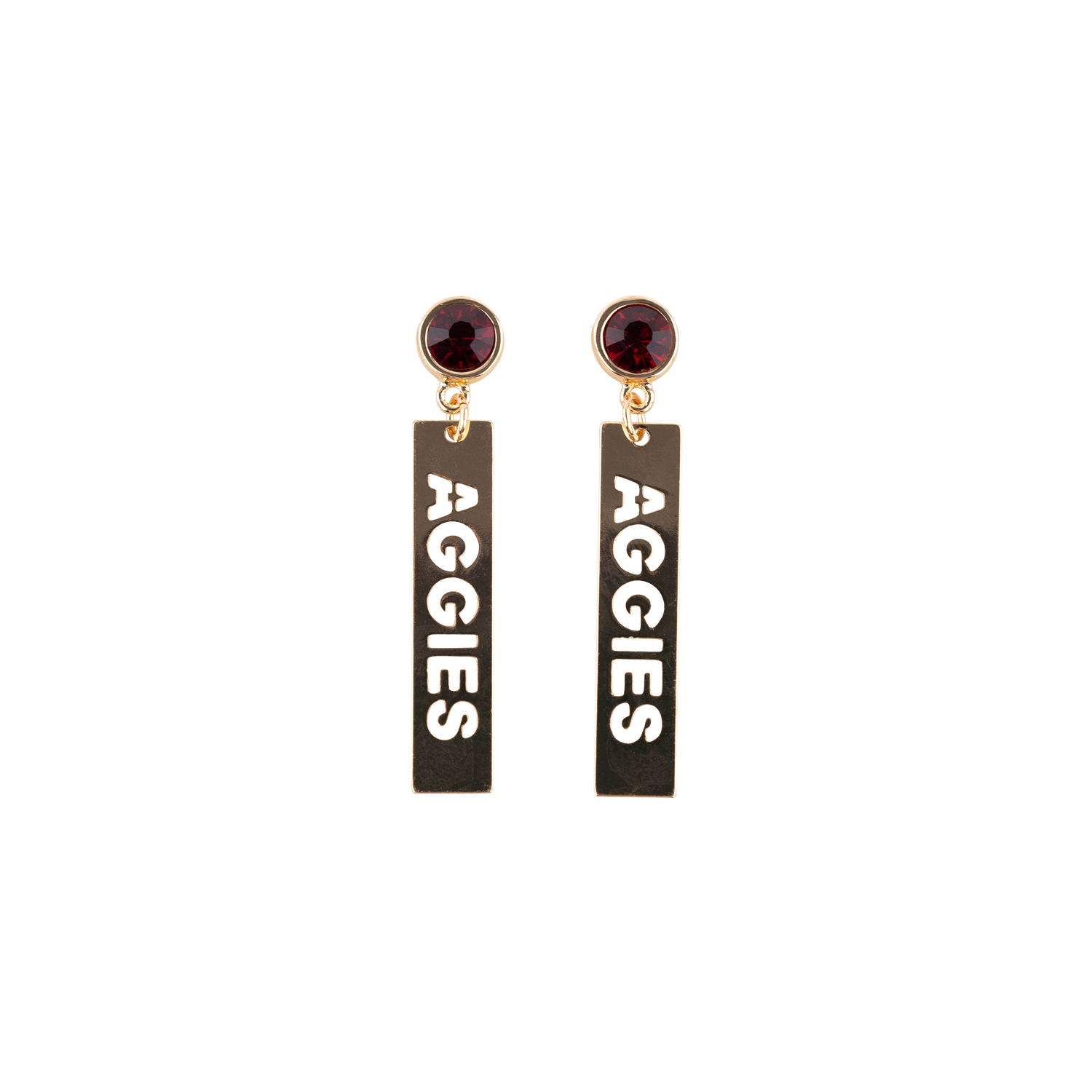 Pair of earrings with 'AGGIES' in gold 