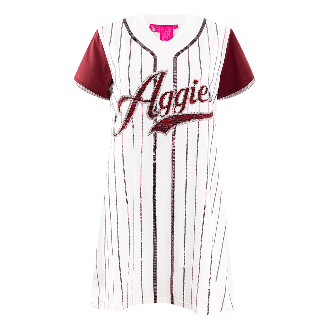 Aggies Queen of Sparkles White Striped Jersey Dress