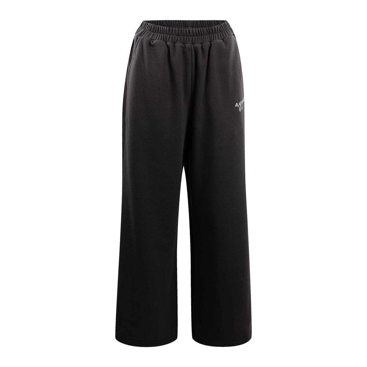 Black Wide Leg Sweatpants with White Script Aggies