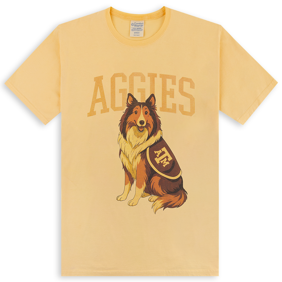 Aggies with Reveille T-Shirt in Yellow