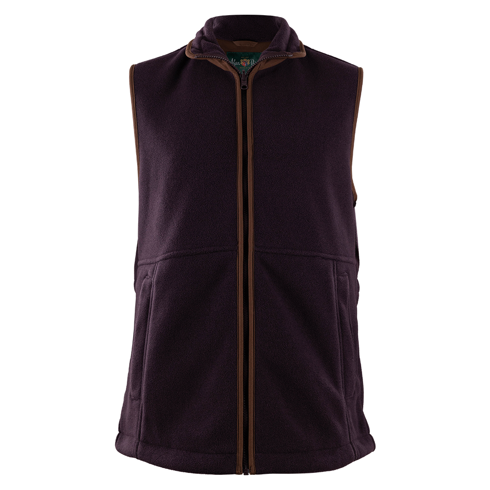 Dark wine fleece gilet with pockets