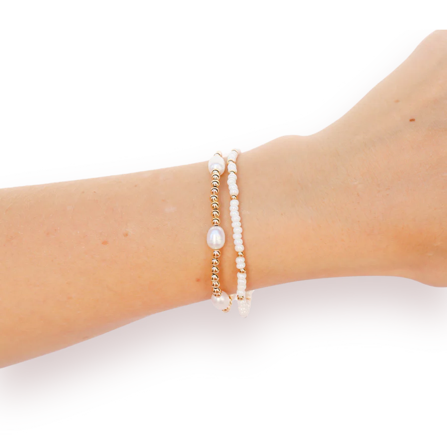 Gold and Pearl 2 Layer Stack Bracelet