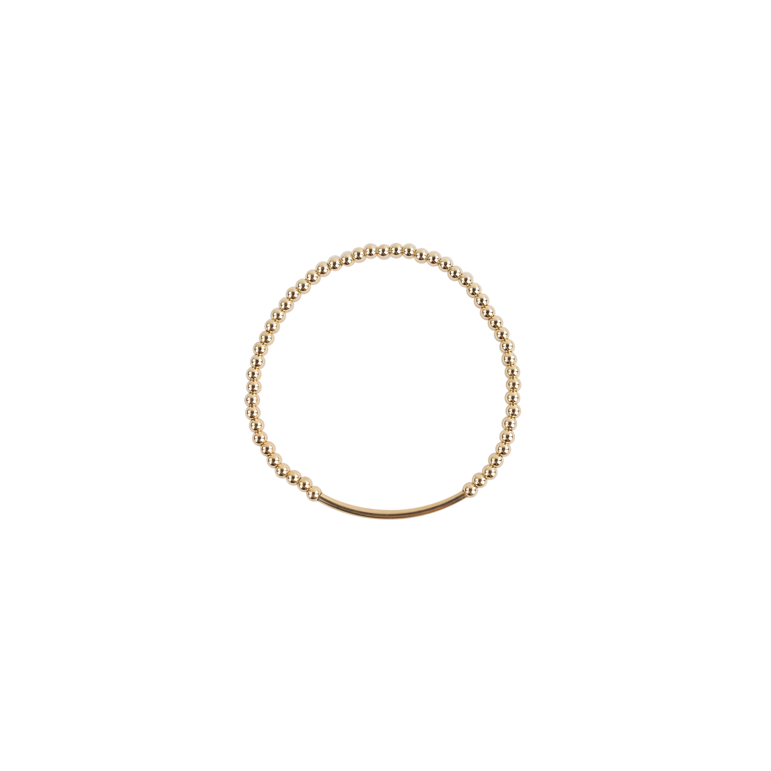 Gold beaded bracelet with gold bar