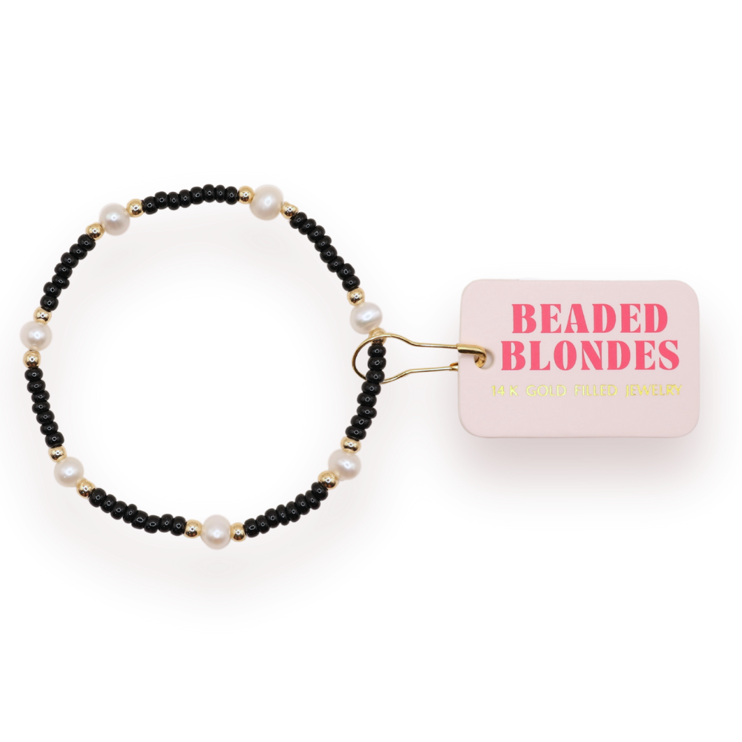 Black and Pearl Beaded Bracelet