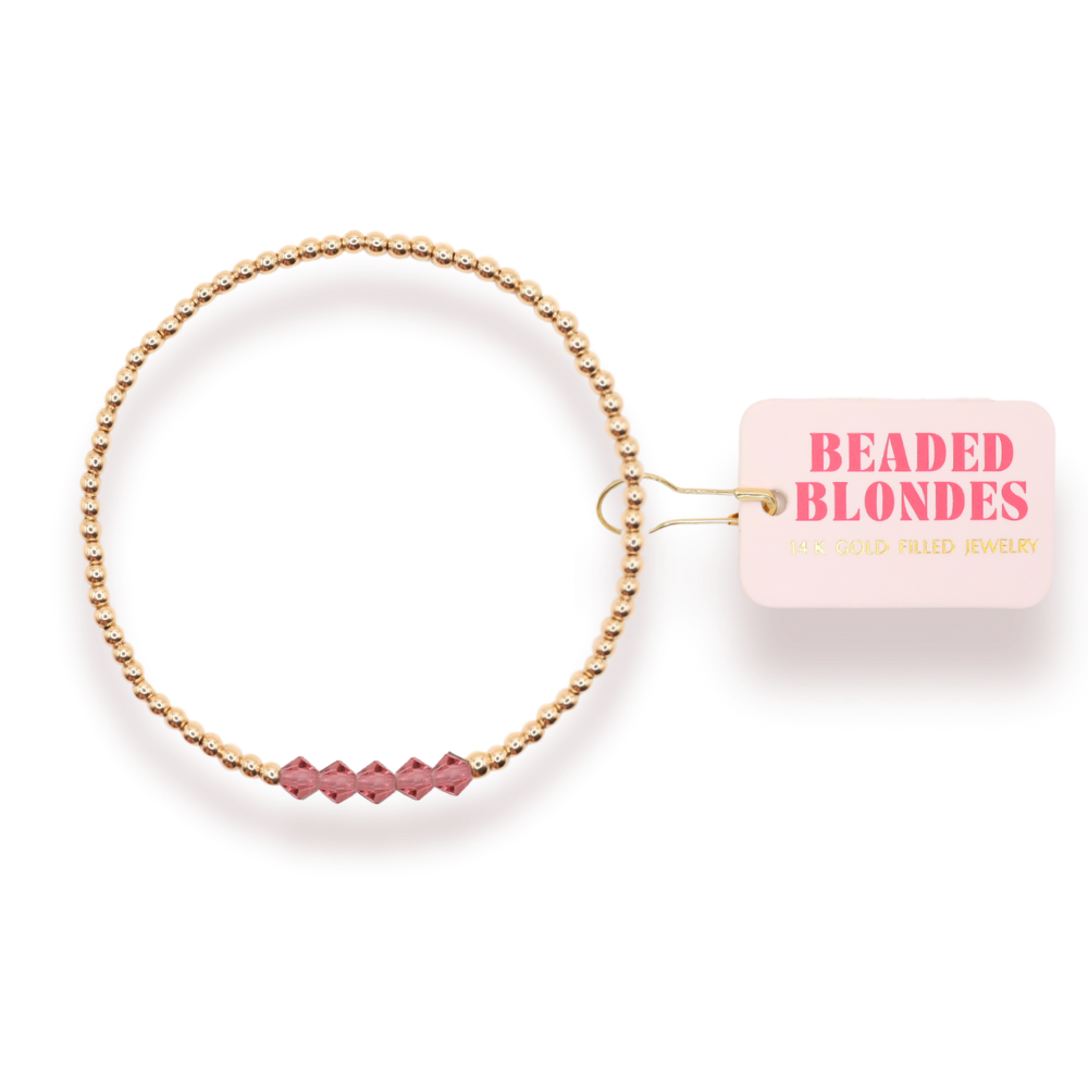 Gold and Pink Beaded Kim Bracelet