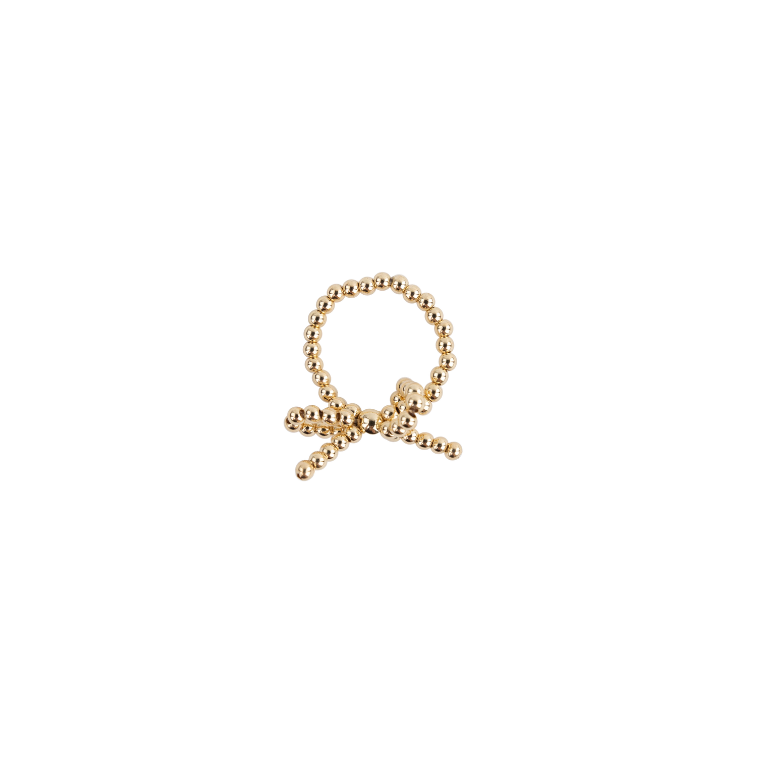 Gold Beaded Bow Ring