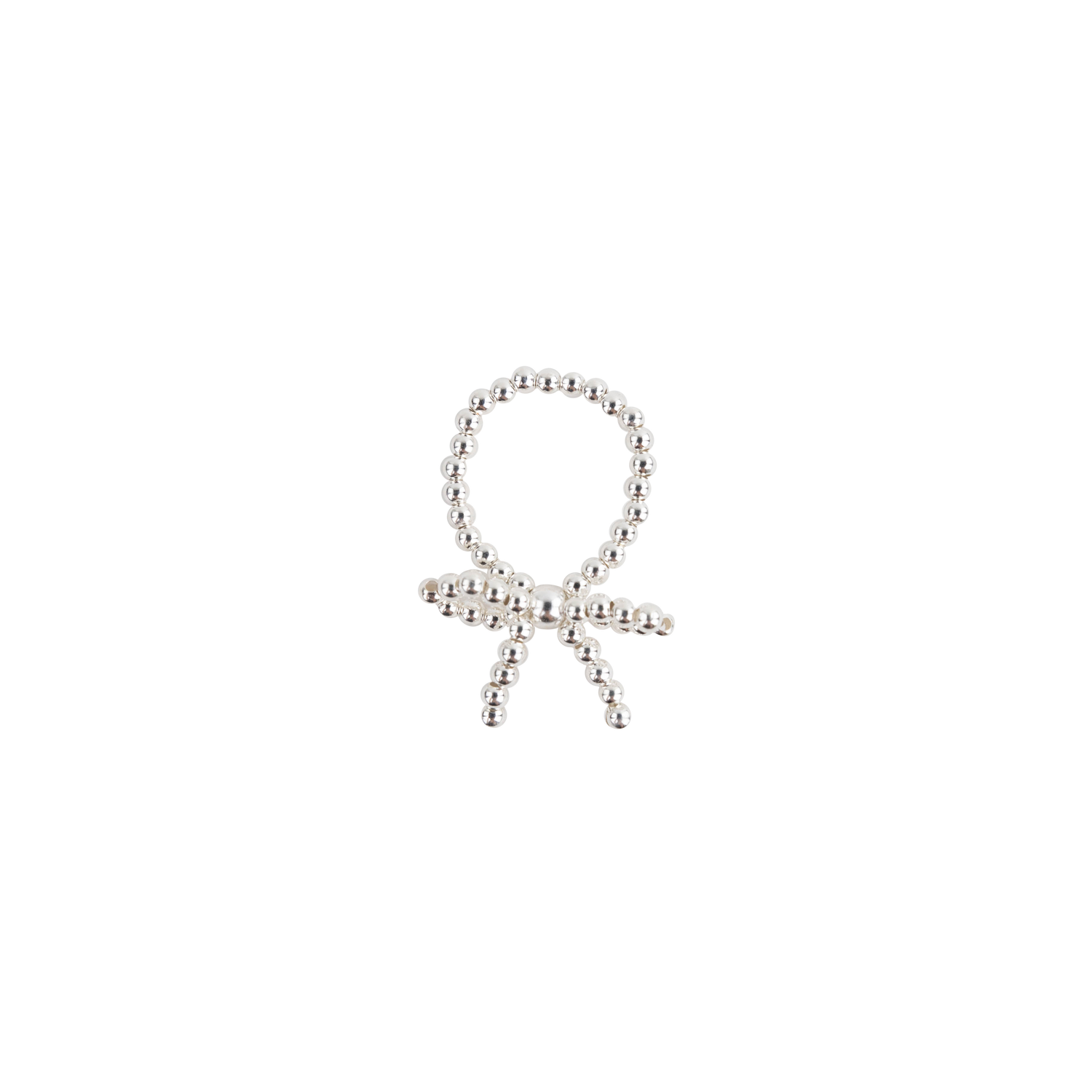 Silver Beaded Bow Ring