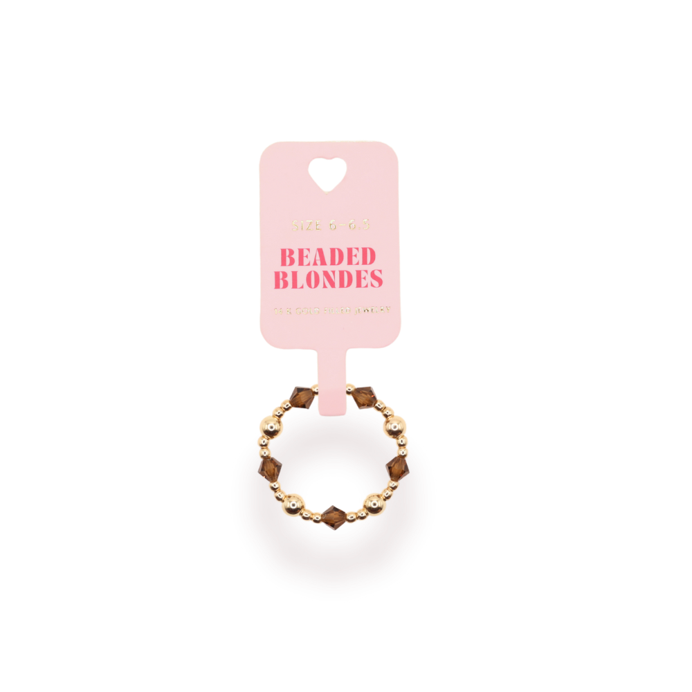 Gold and Cocoa Beaded June Ring