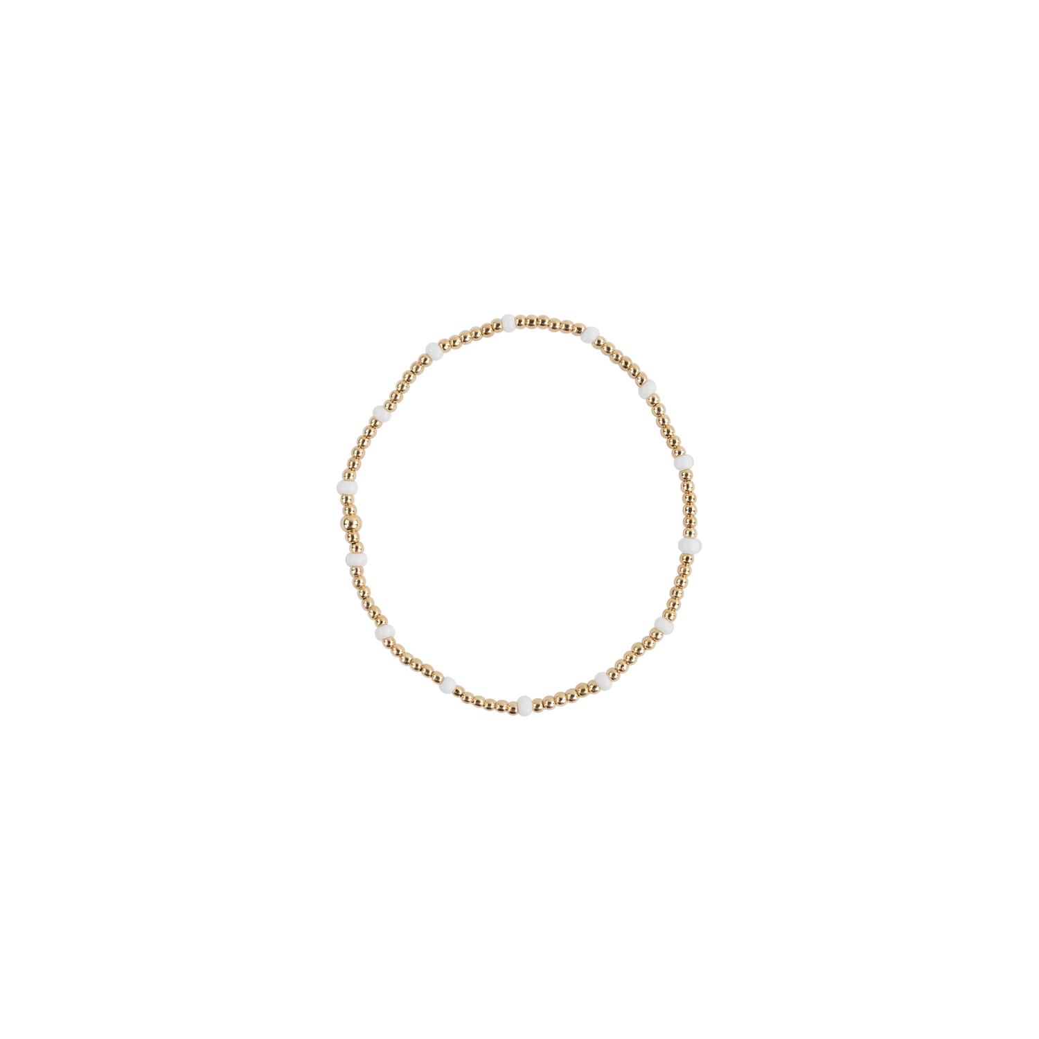 Gold and White Beaded Dainty Bracelet
