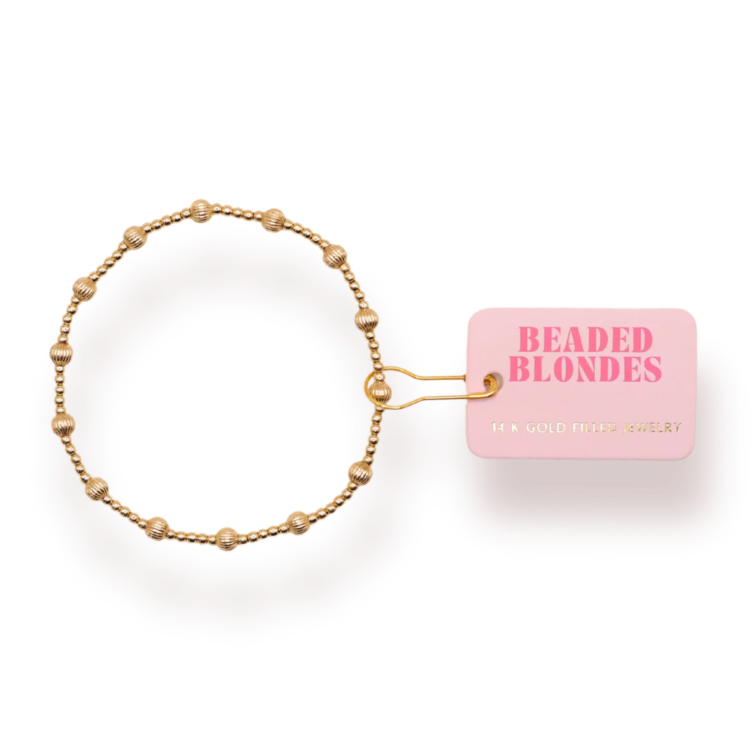 Gold Beaded June Fluted Bracelet