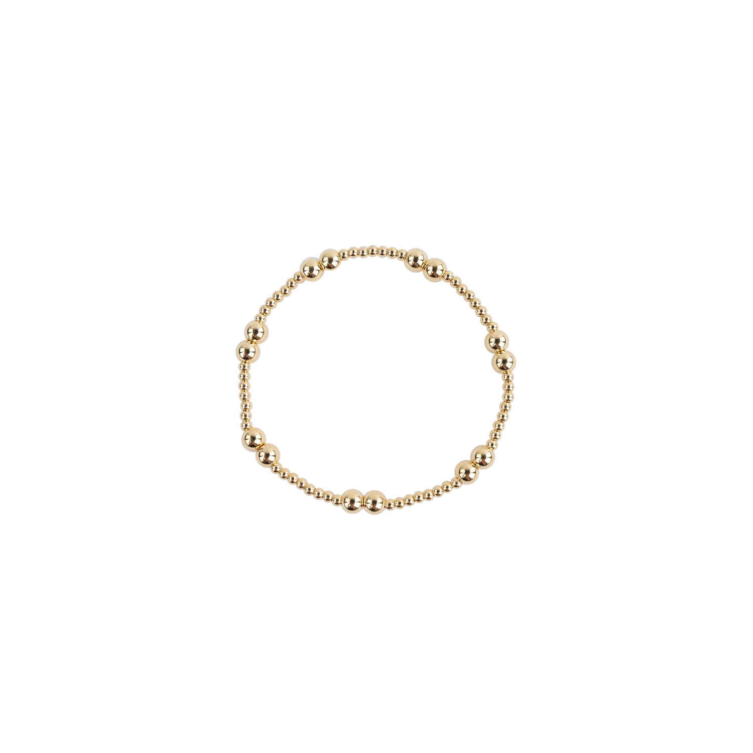 Gold beaded bracelet with different size beads