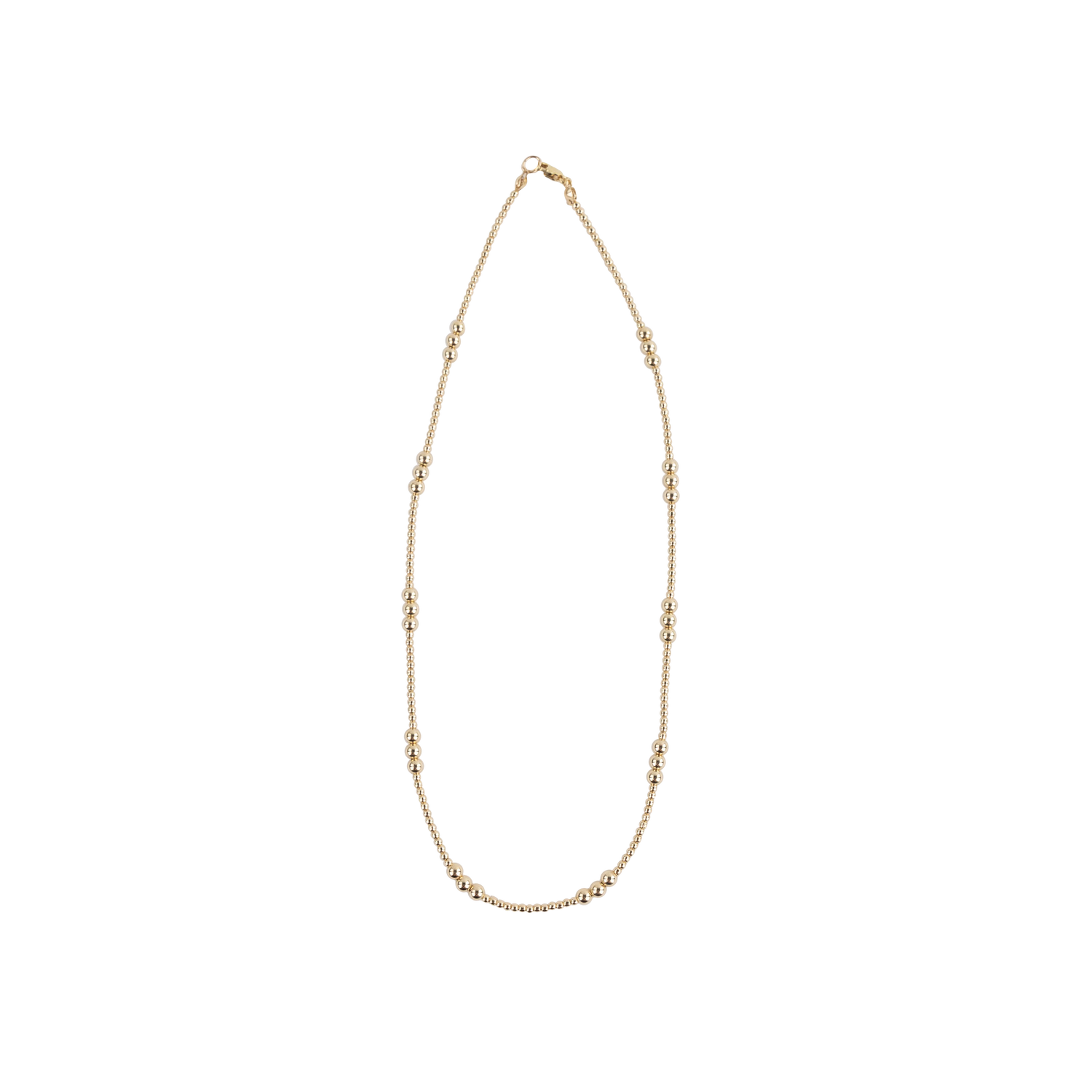 Long necklace with different size beads
