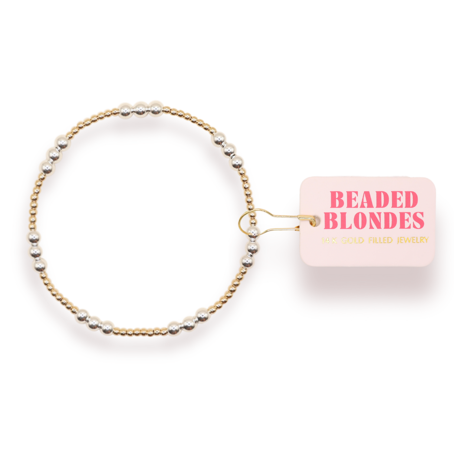 Gold and Silver Beaded ILY Bracelet