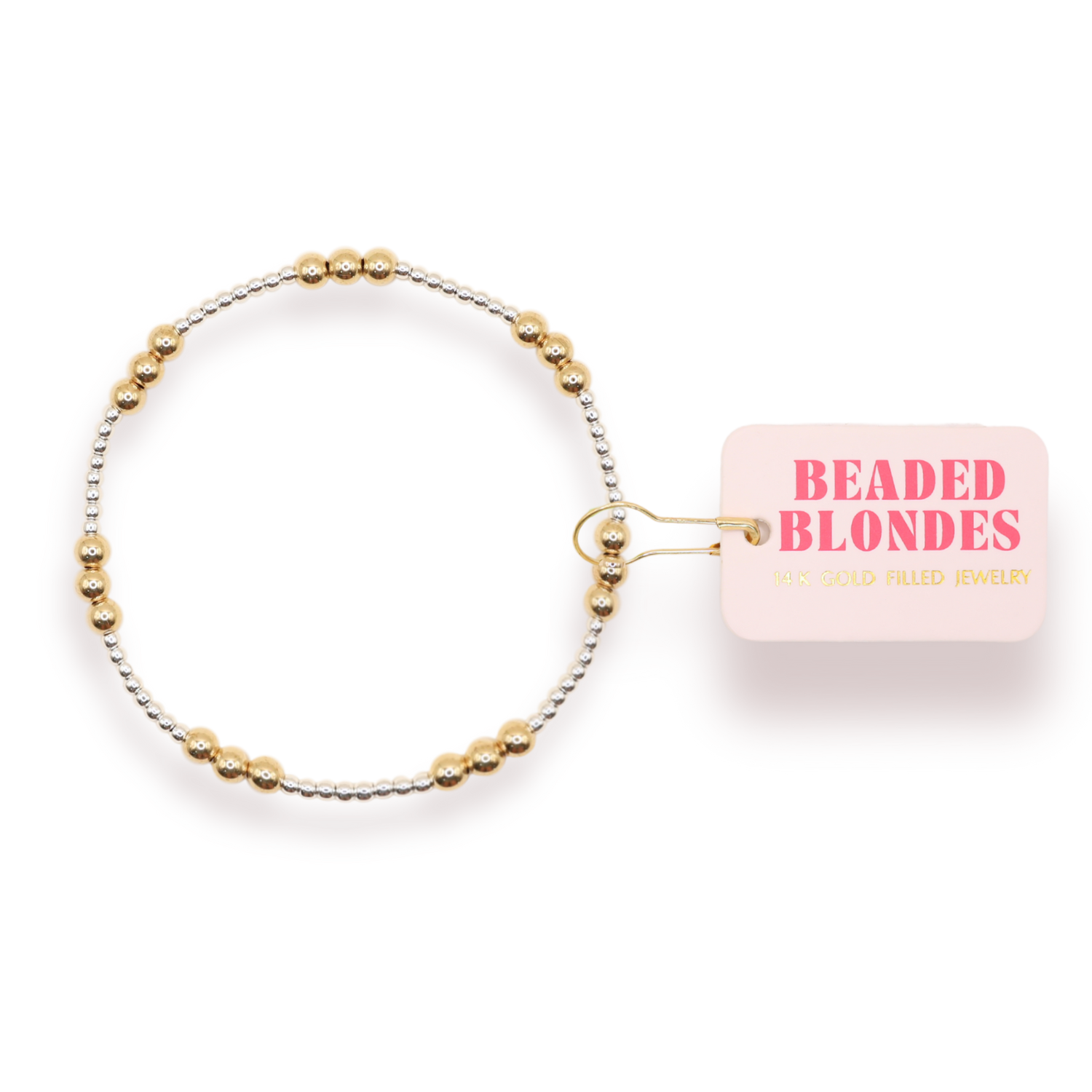 Silver and Gold Beaded ILY Bracelet
