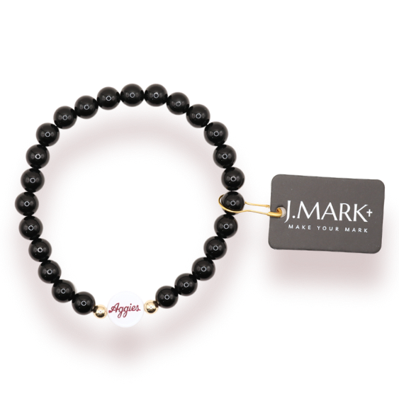 Black Beaded Aggies Bracelet