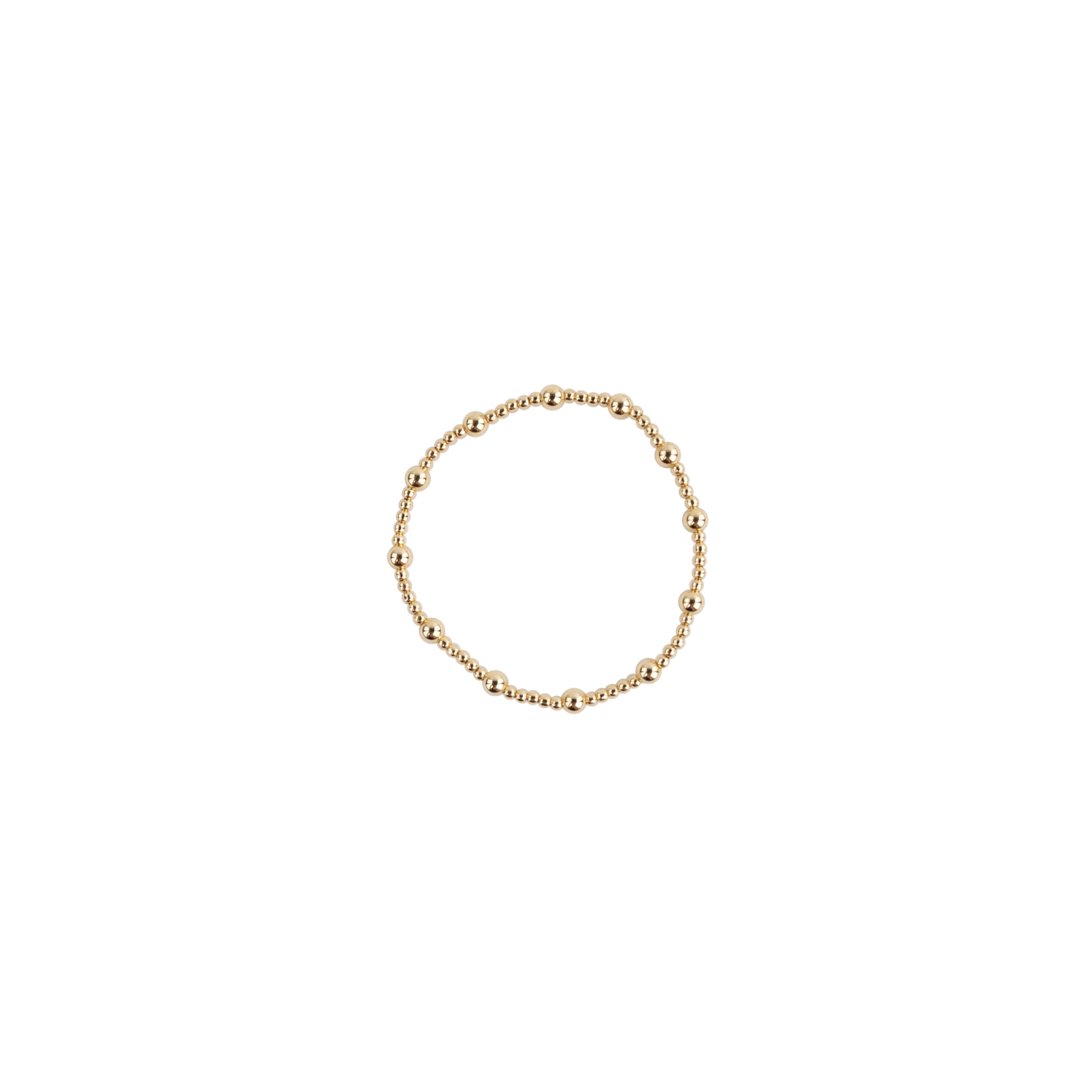 Gold beaded bracelet with different size beads