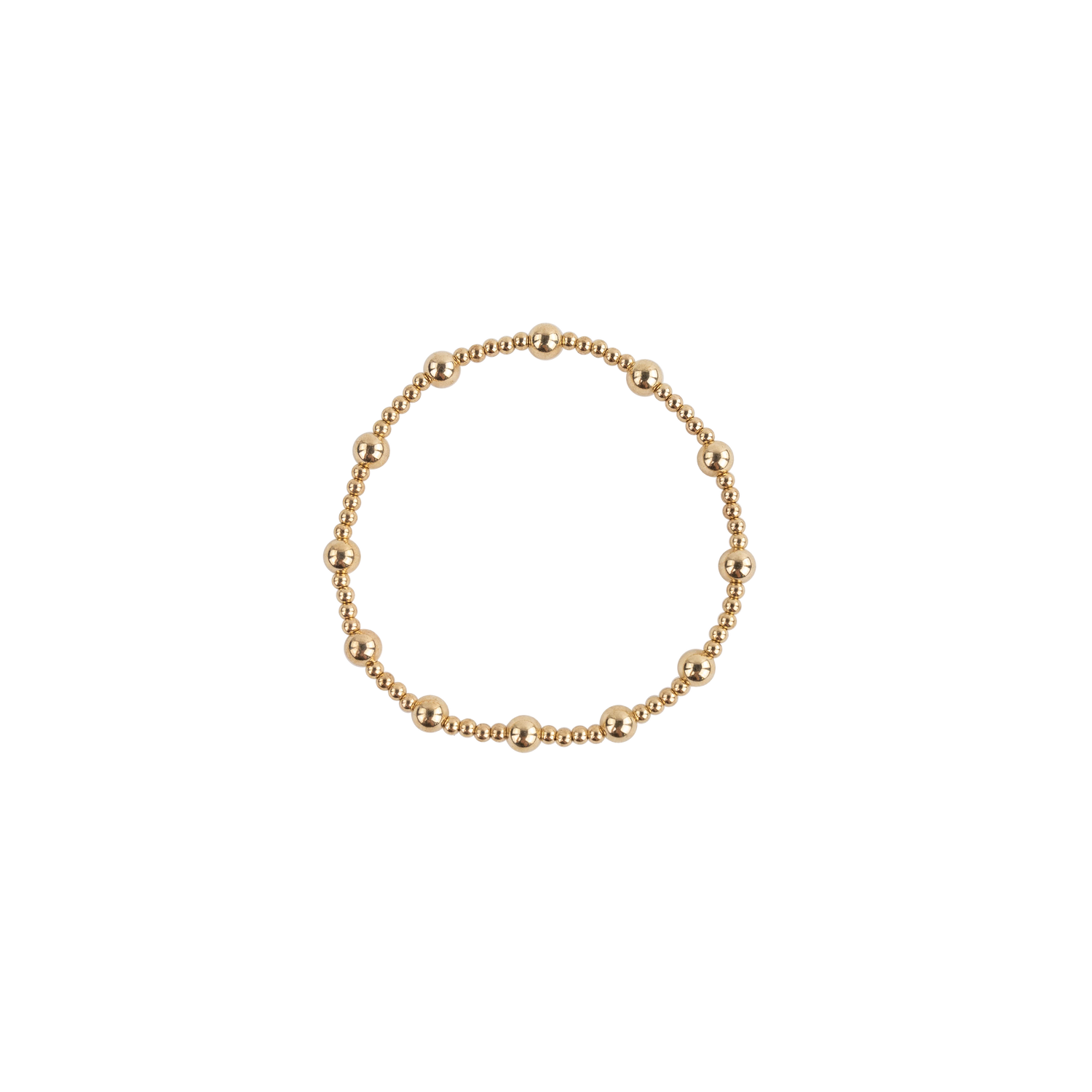 Gold beaded bracelet with different size beads