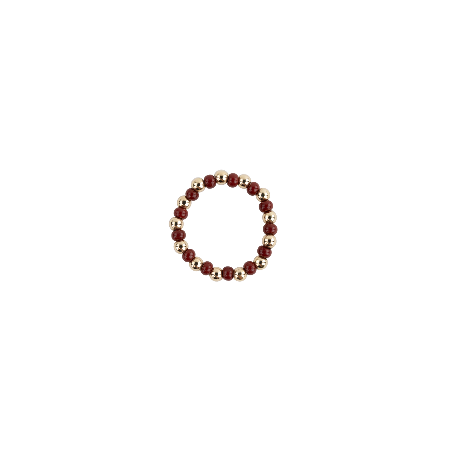 Maroon and Gold Beaded Ring