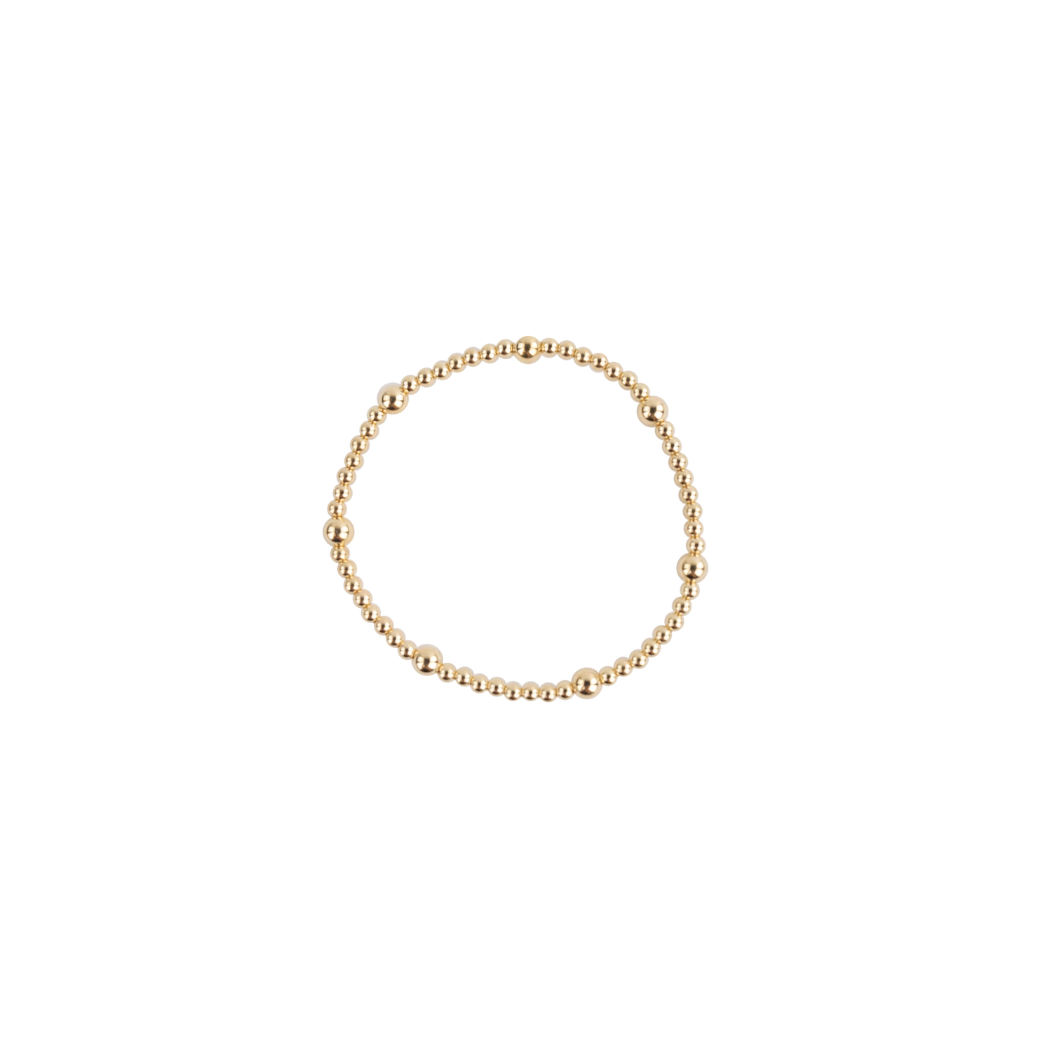 Gold beaded bracelet with different size beads