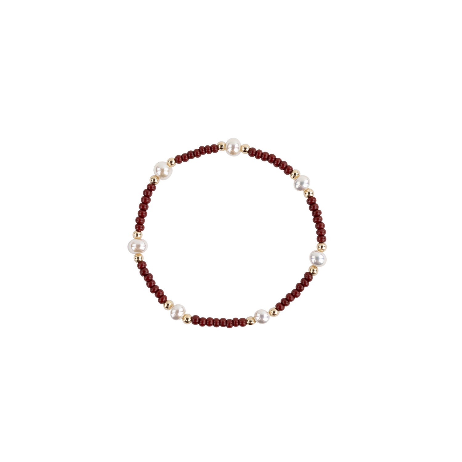 Maroon and Gold beaded bracelet with pearls