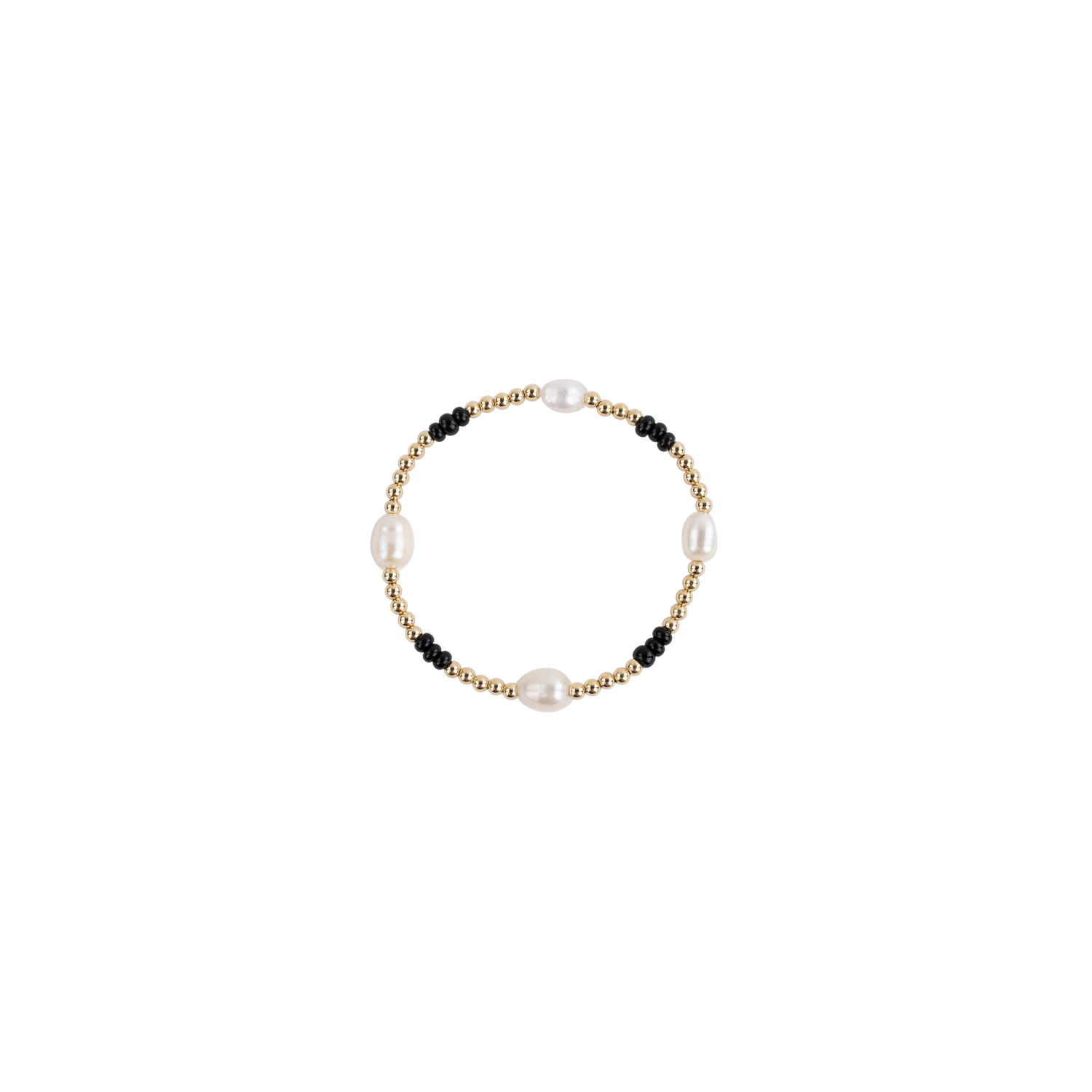 Gold and Black Beaded Bracelet with pearls