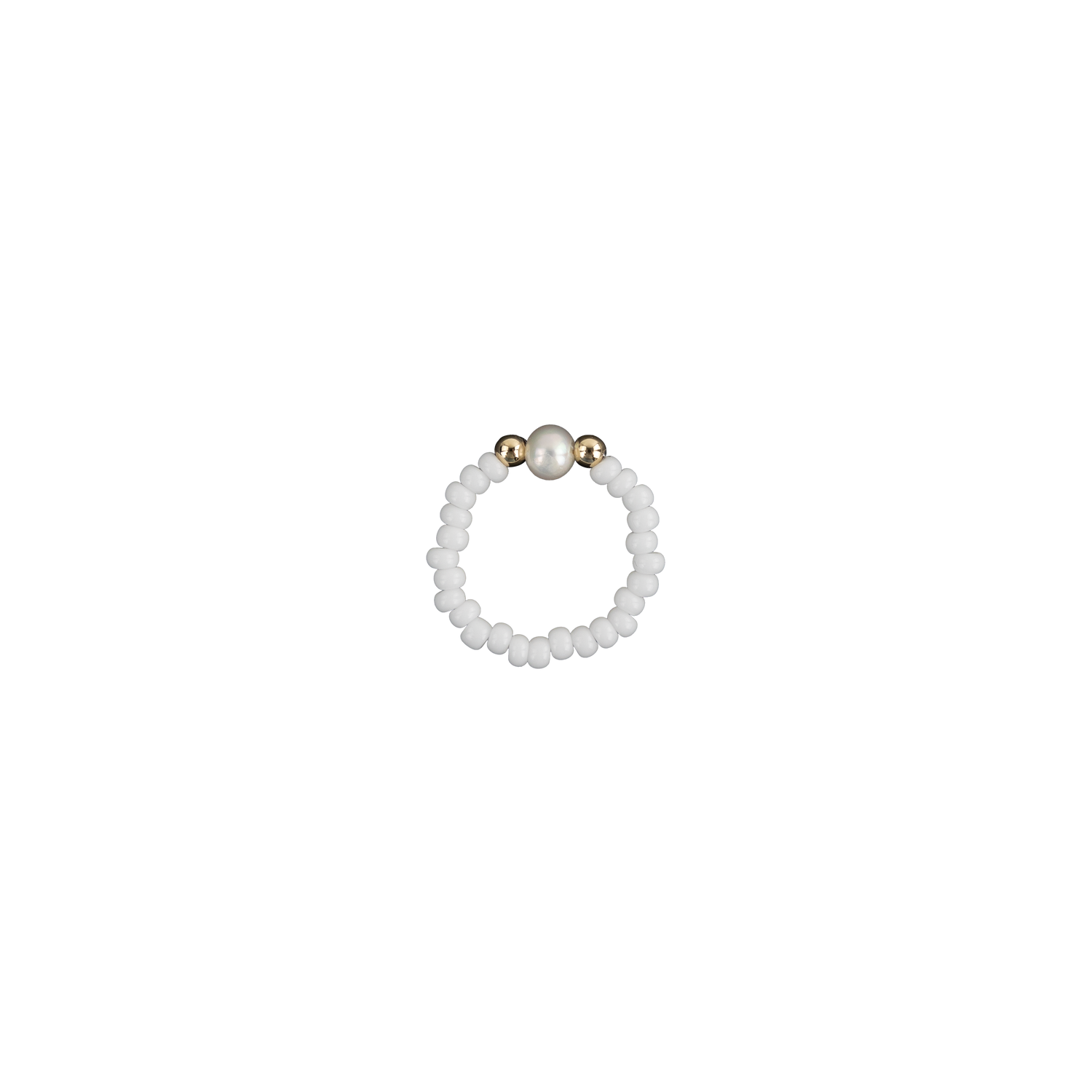 Pearl ring with gold beads