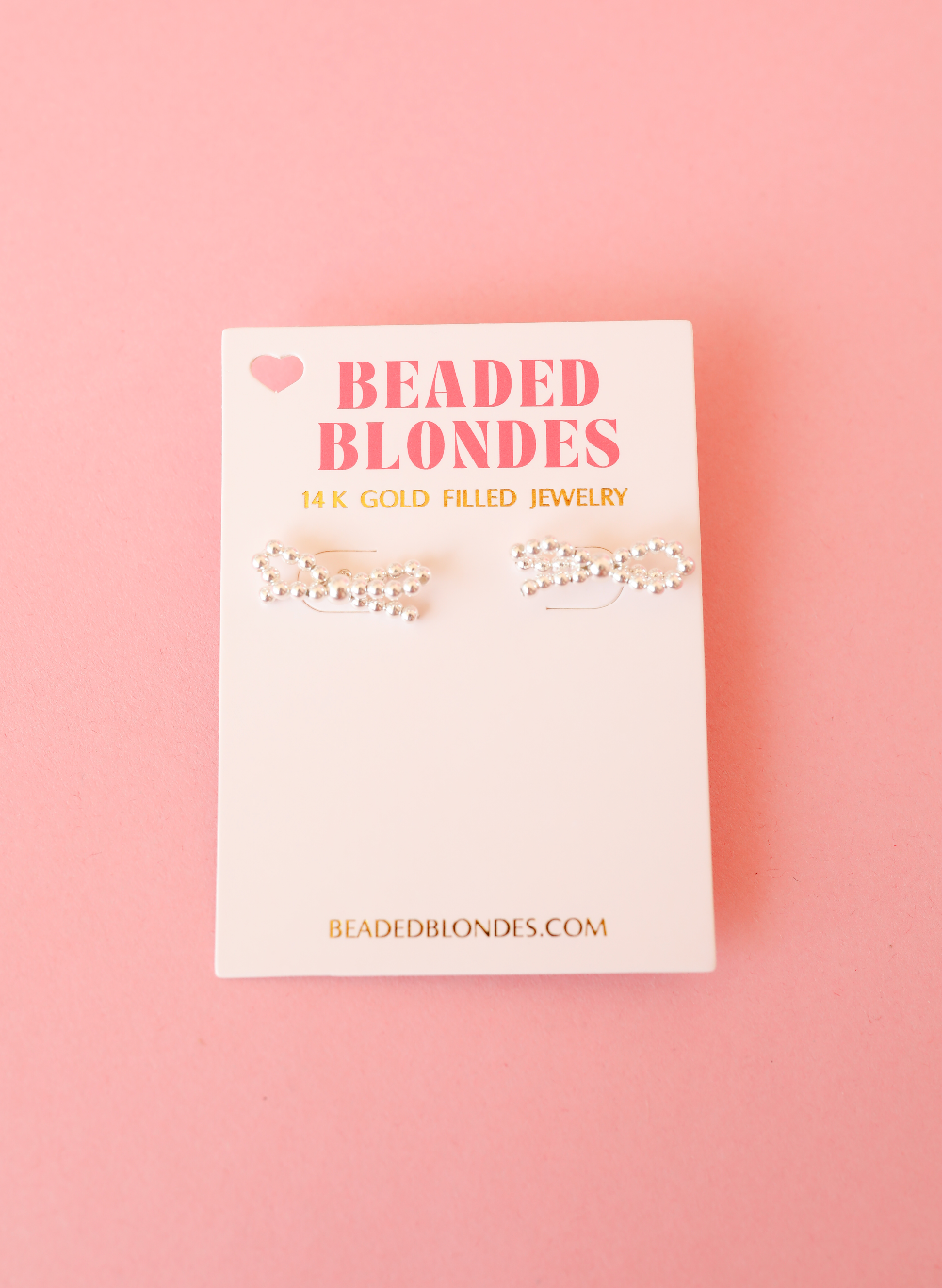 Silver Beaded Bow Earrings