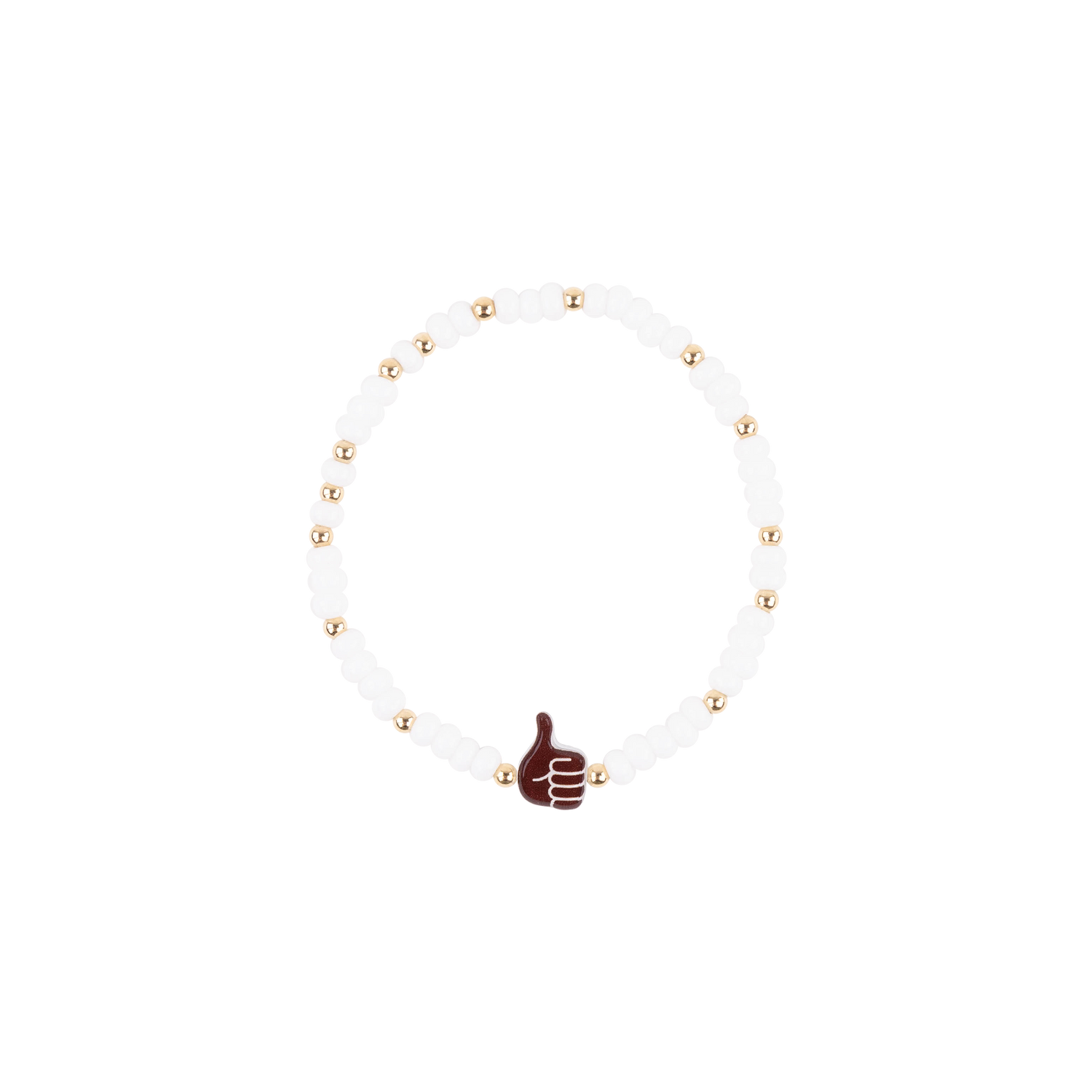 White and Gold Beaded Thumbs Up Bracelet