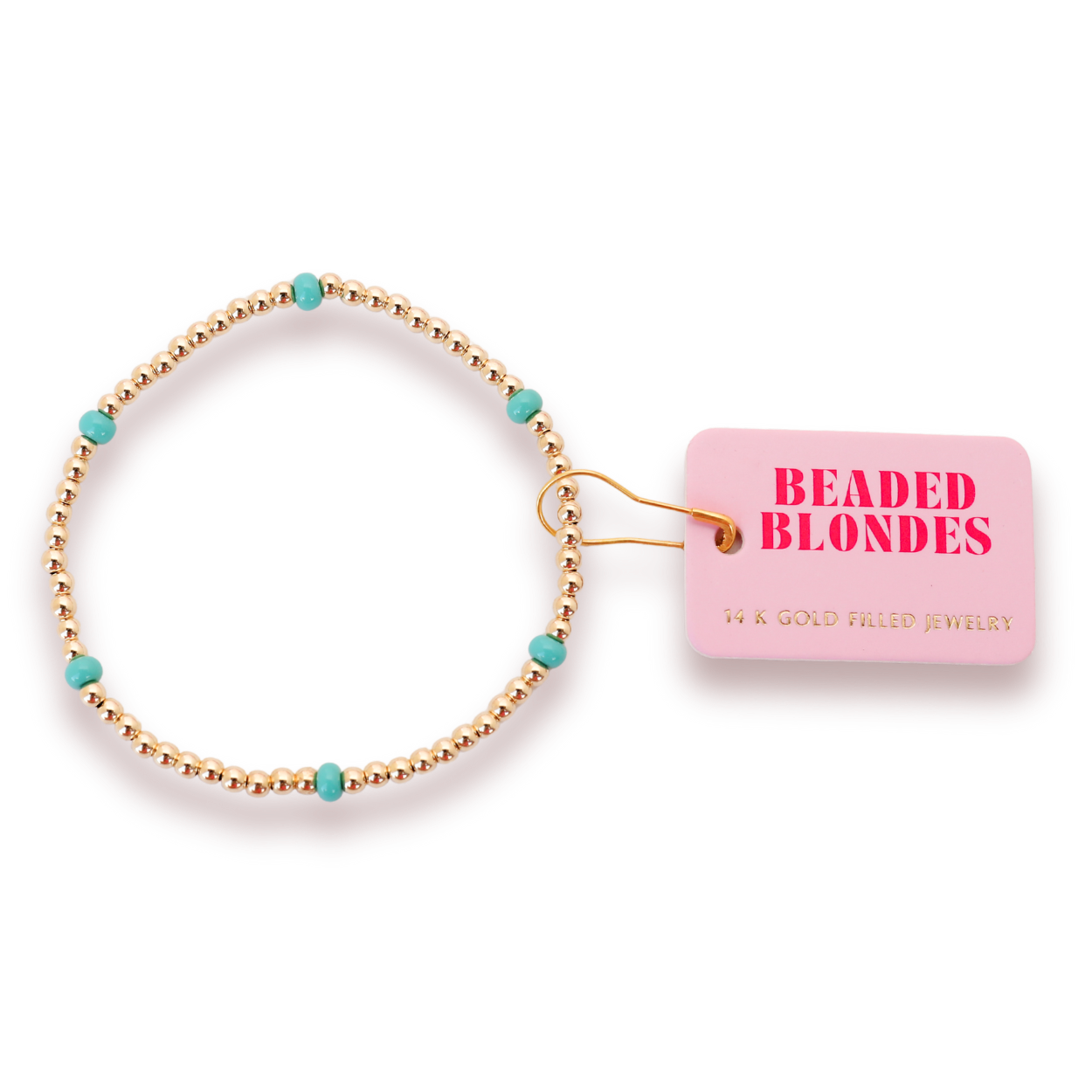 Gold and Turquoise Beaded Poppi Bracelet
