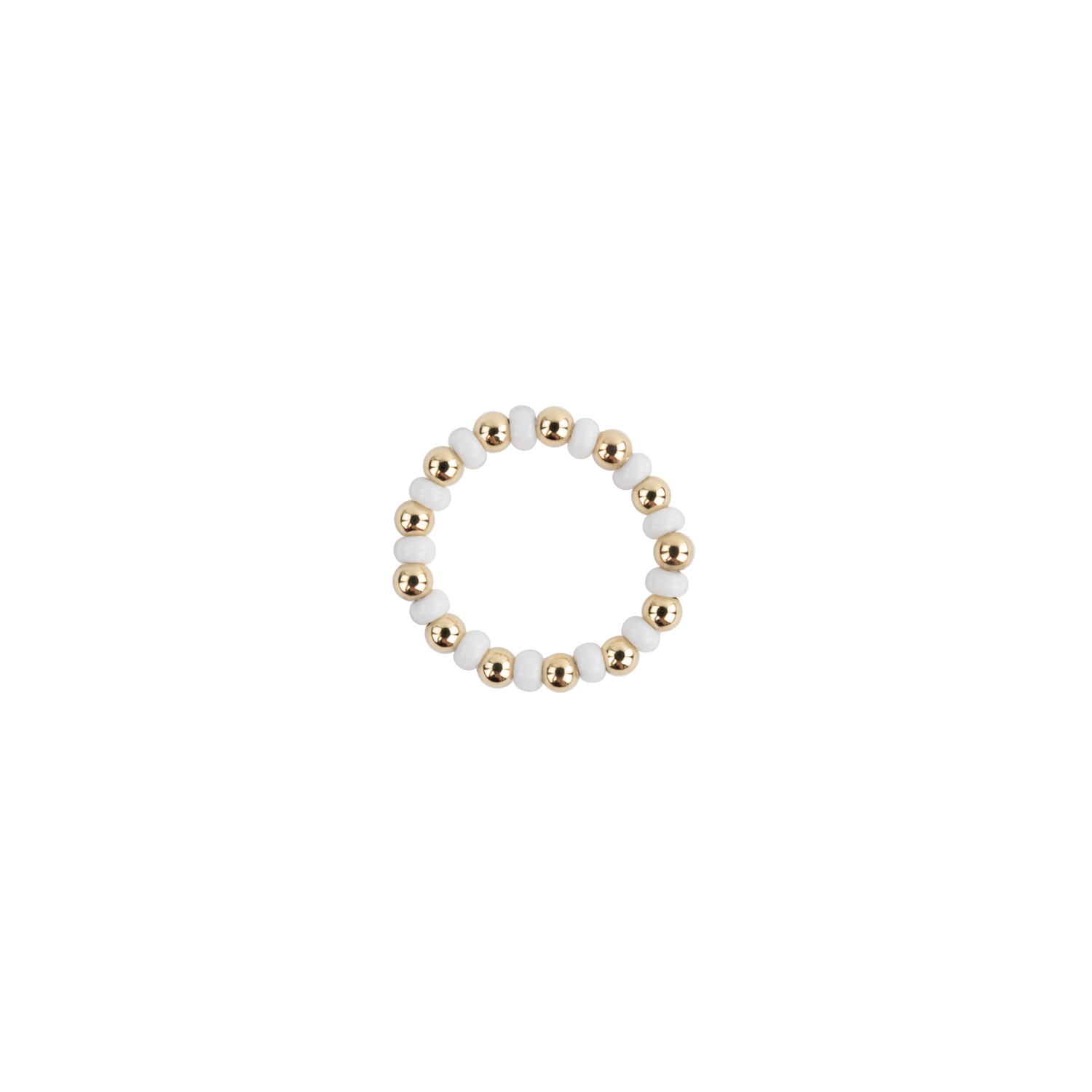 White and Gold Beaded Ring