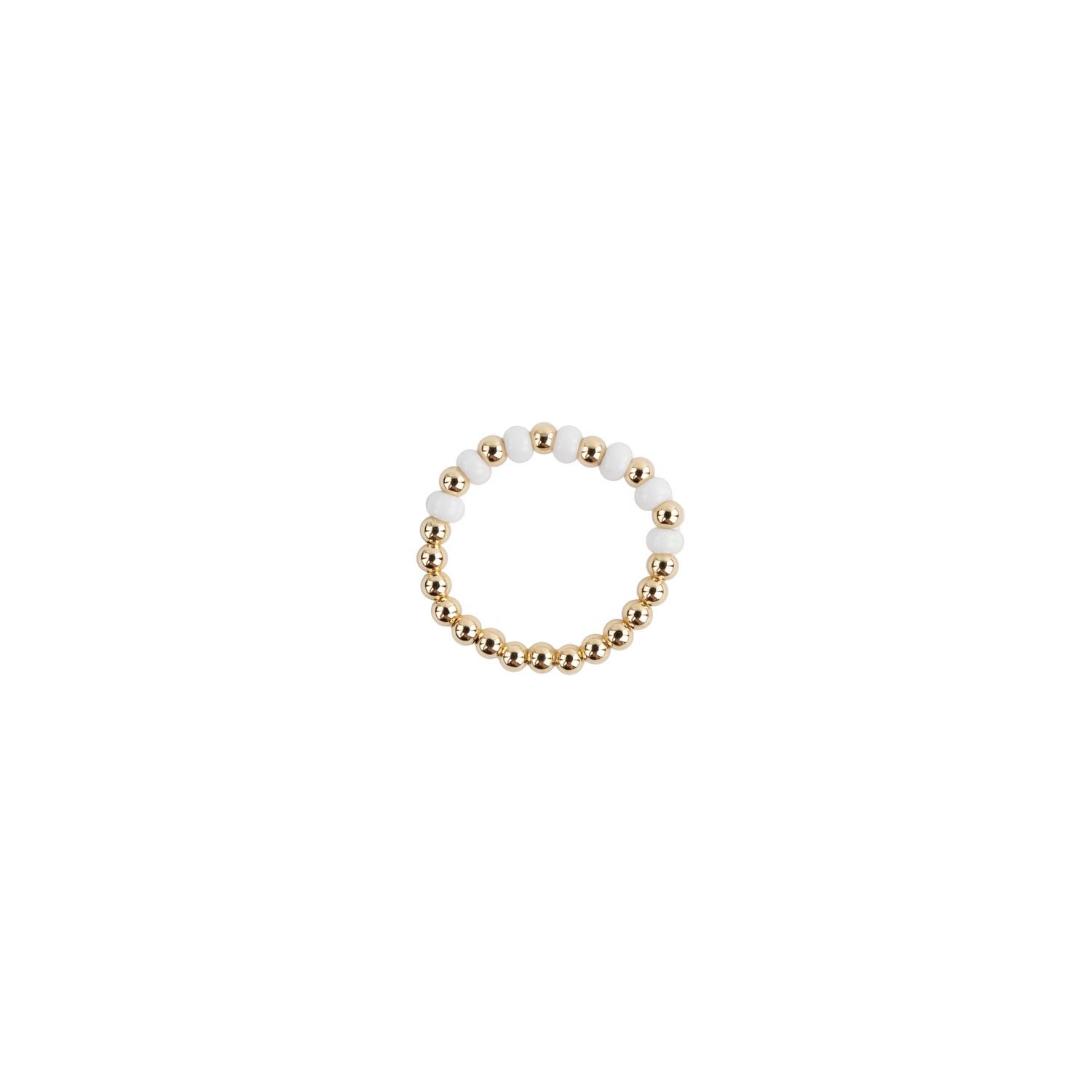 White and Gold Beaded Ring