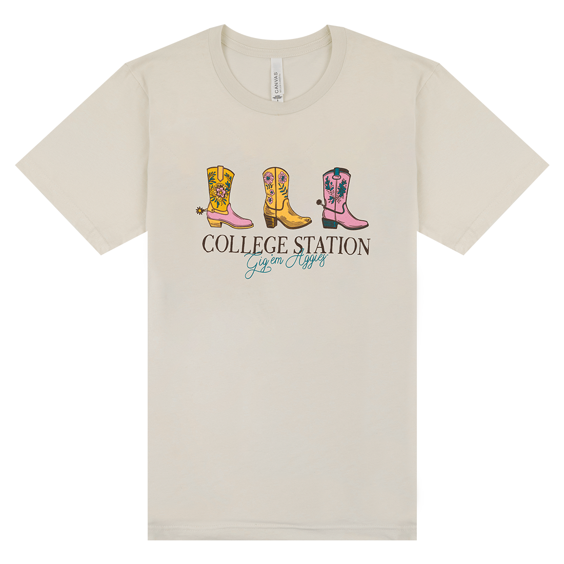 Sandy Brown Shirt with Pastel Boots Design