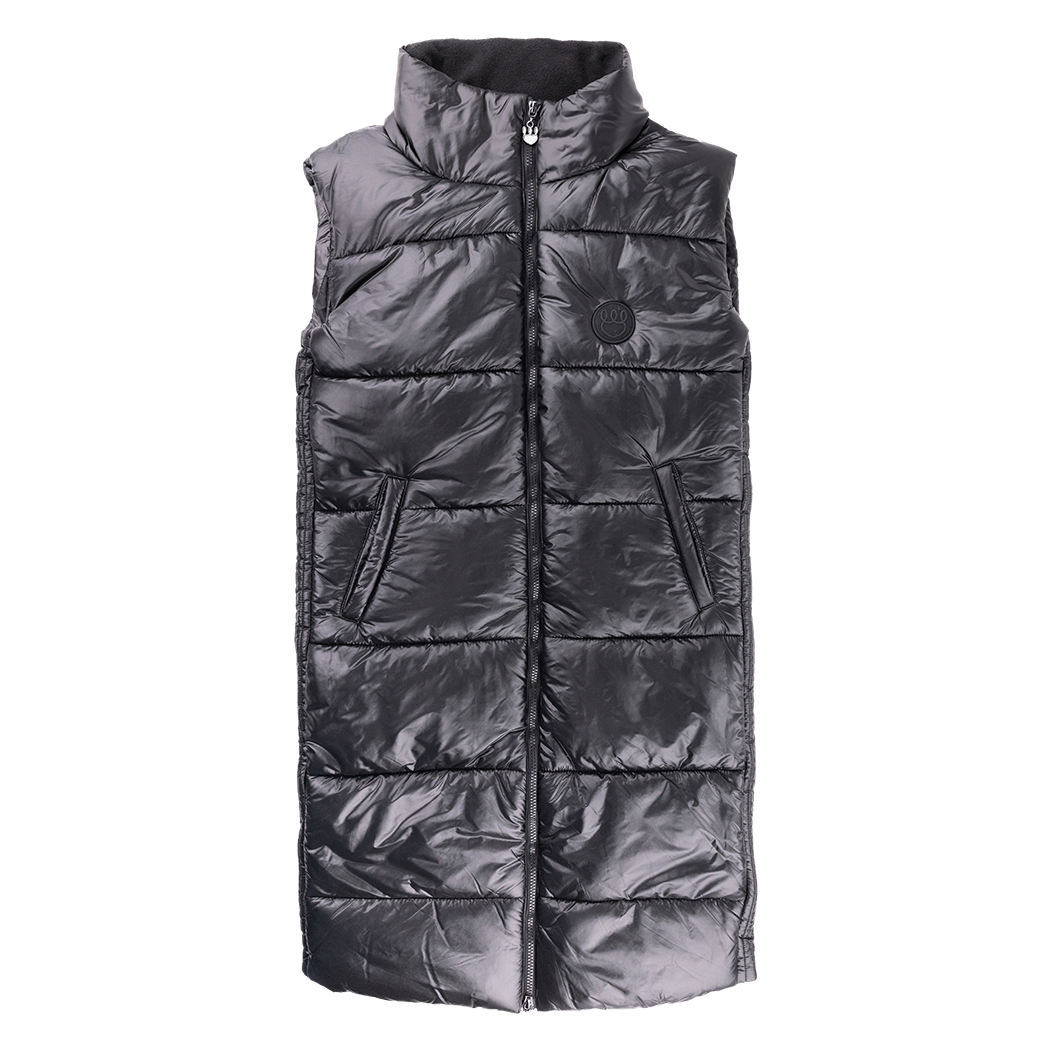 Long black puffer vest