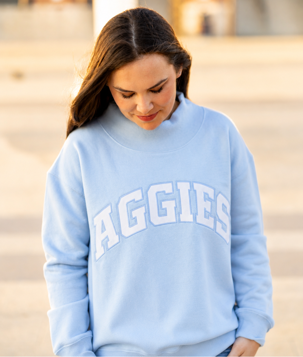 Aggies Collegiate Outfitters Mock Neck Sweatshirt - Blue