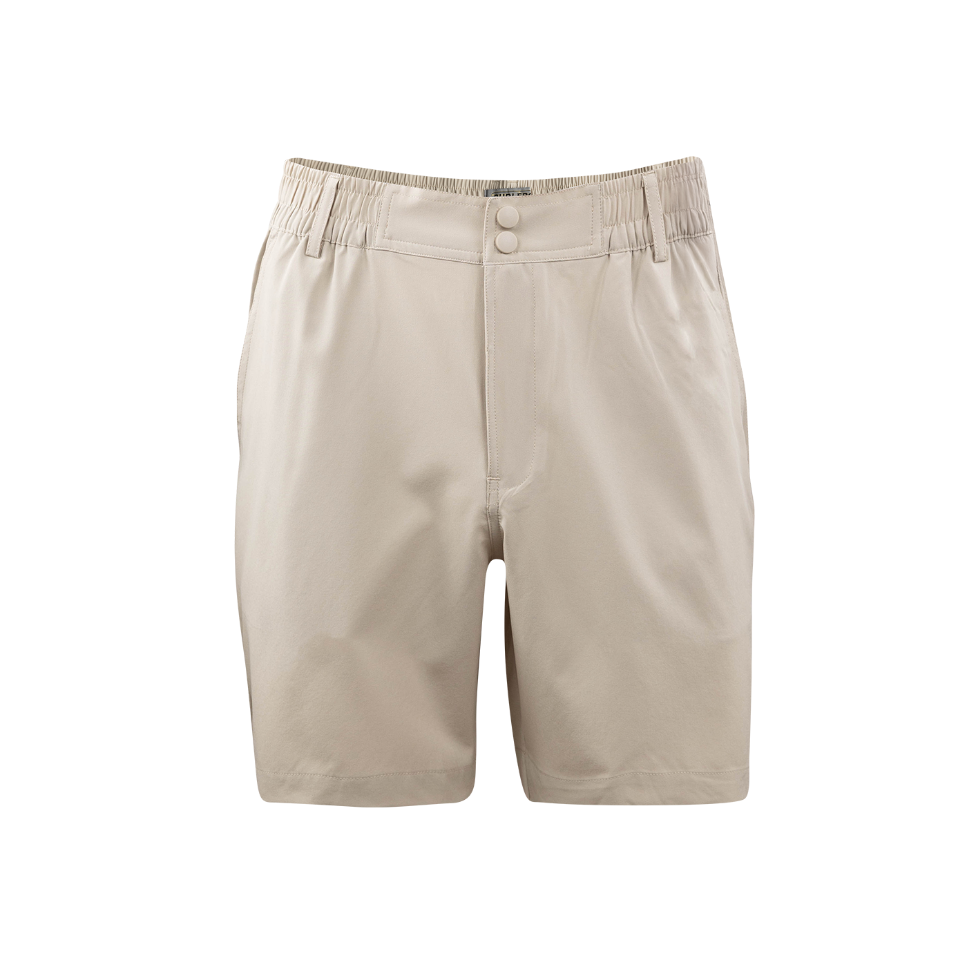 Beige shorts.