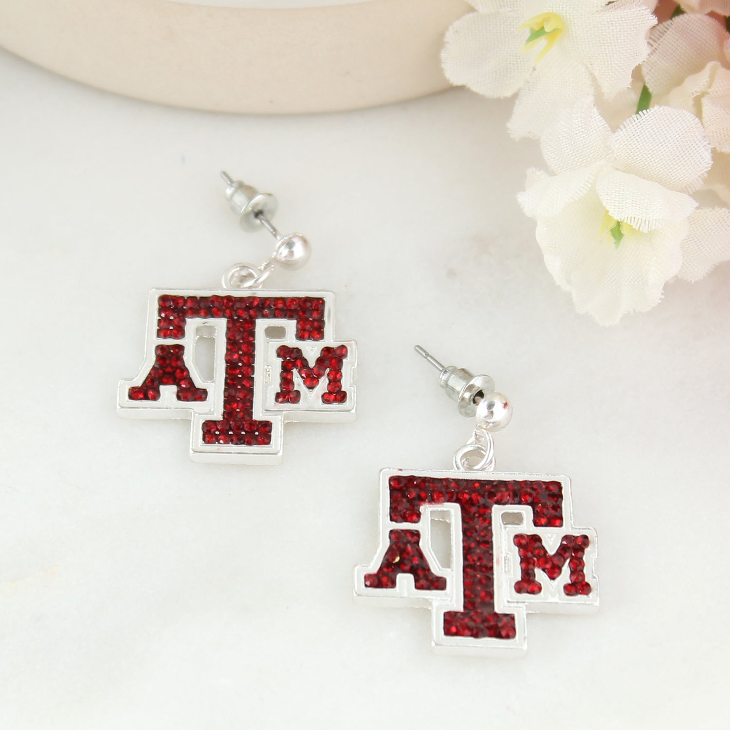 Texas A&M Seasons Jewelry Crystal Logo Earrings