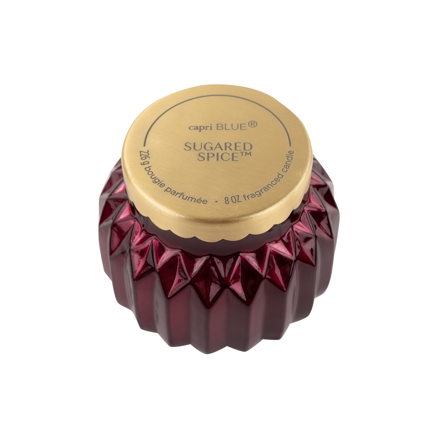 Maroon candle holder with gold top