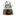 Decorative Christmas snow globe featuring Santa holding a songbook beside a decorated Christmas tree, a white rocking horse, and wrapped presents, with falling snow and a dark brown base adorned with miniature Christmas trees, ornaments, gingerbread men, and holiday garland.
