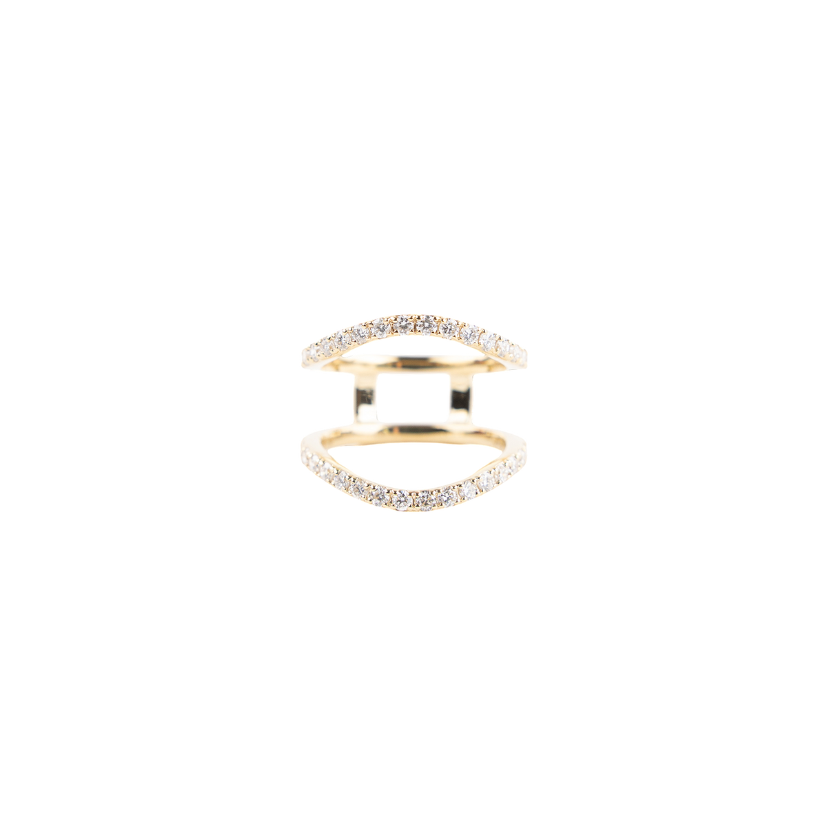 Gold-tone Texas A&M ring accessory featuring two open bands accented with rows of sparkling stones.