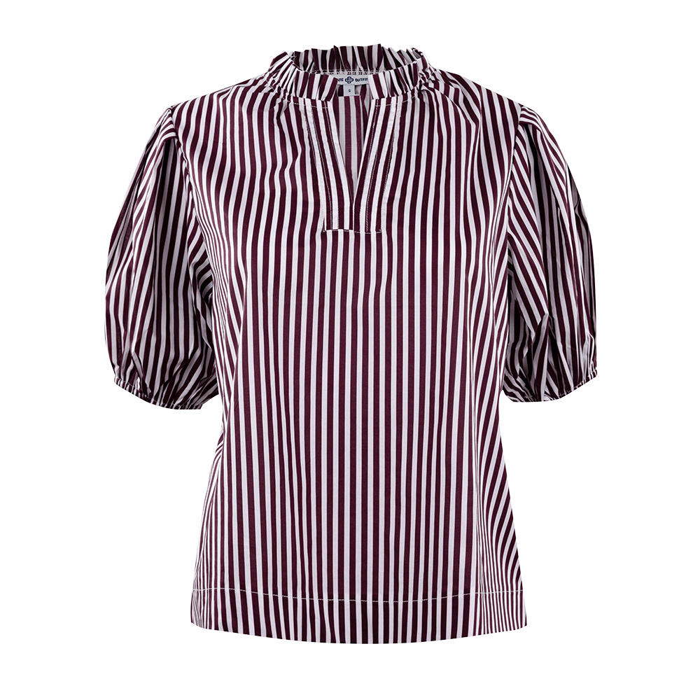 Striped blouse with puff sleeves 