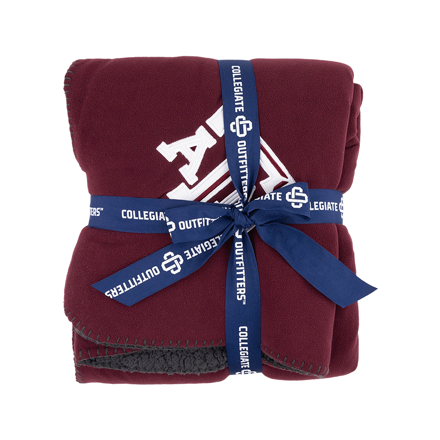 Maroon and Gray Blanket with ATM logos