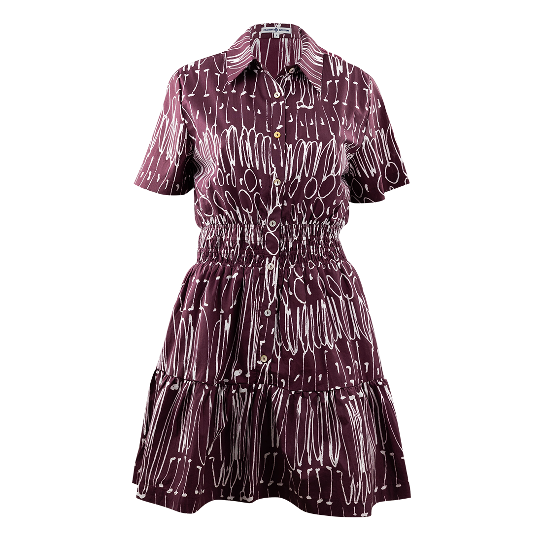 Maroon and White Scribble Dress