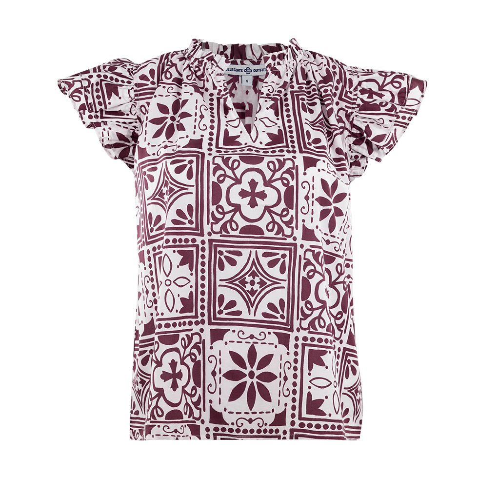 Short-sleeve blouse with a pattern 
