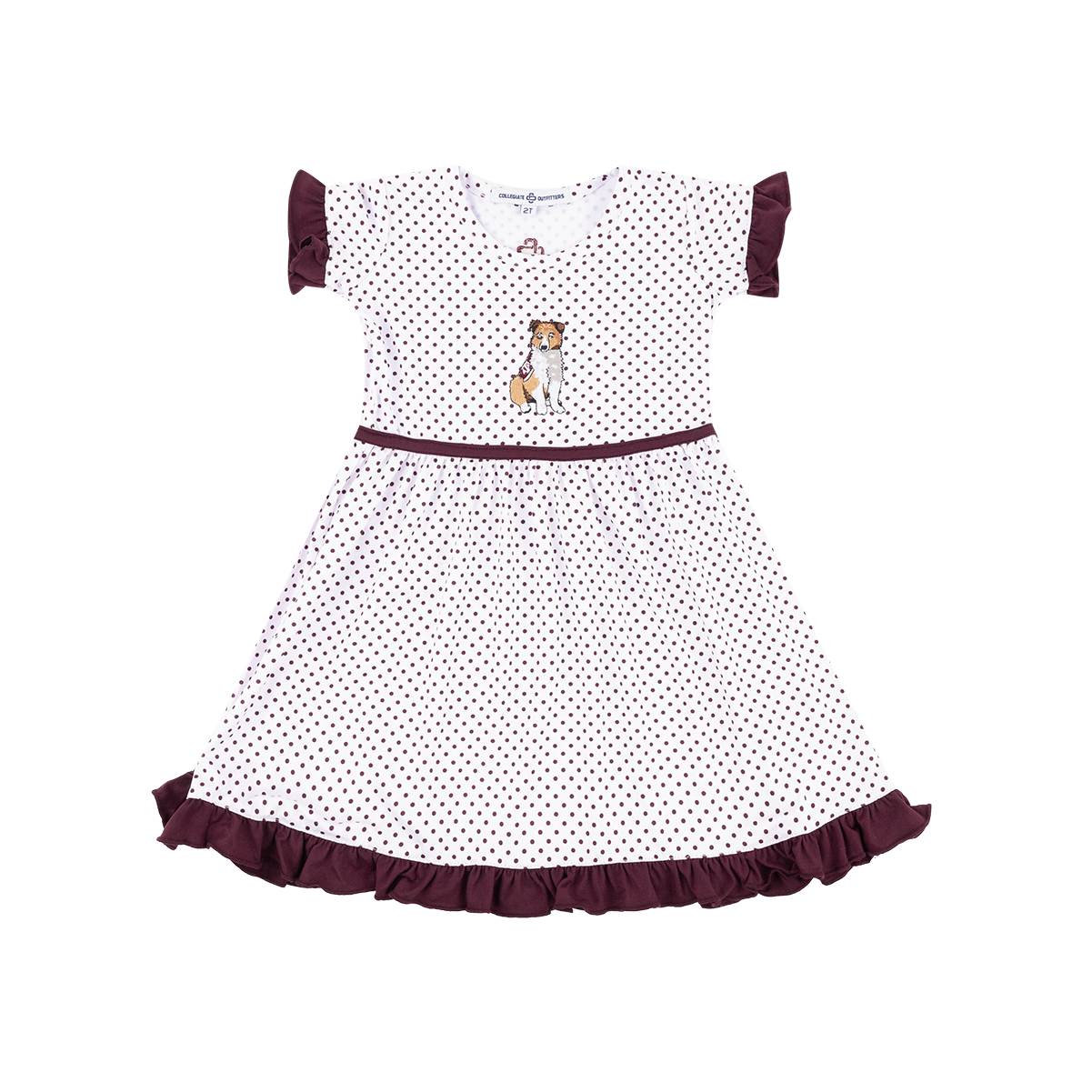 White Dress with Maroon Polka Dots/Lining and Reveille Decal